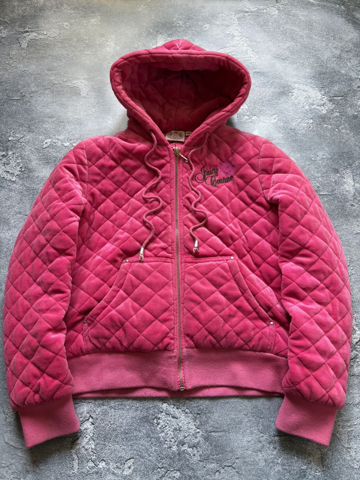 Juicy Couture Vintage Juicy Couture Y2K Big Logo Velour Quilted Jacket Size L / US 10 / IT 46 - 5 Thumbnail