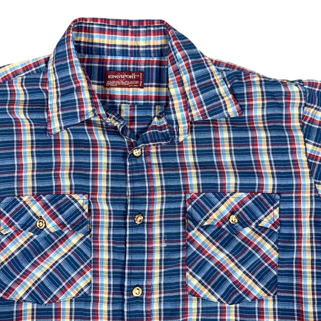 Rainbow VINTAGE Kingsport Shirt Adult MEDIUM Blue Plaid 80s Button Up Size US M / EU 48-50 / 2 - 2 Thumbnail