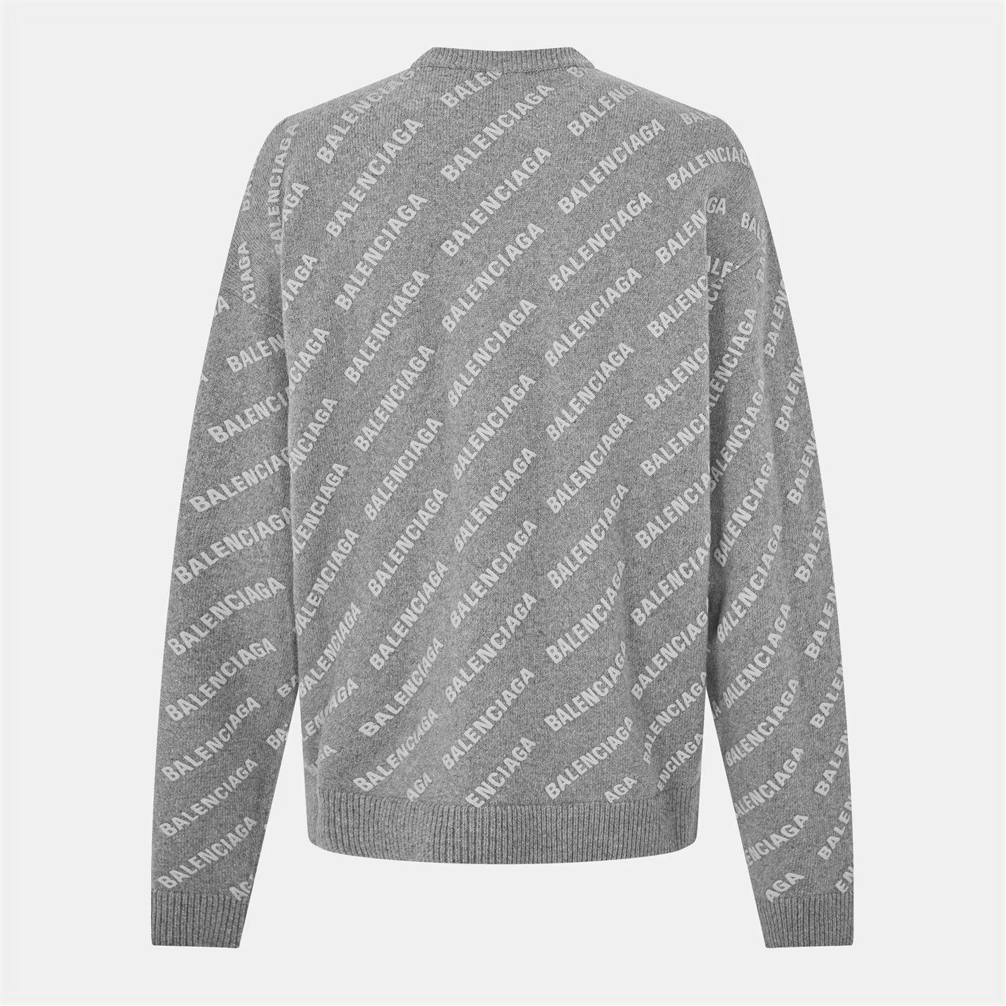 Balenciaga o1g2r1mq0226 All Over Logo Sweater In Heather Grey Size US XS / EU 42 / 0 - 2 Thumbnail