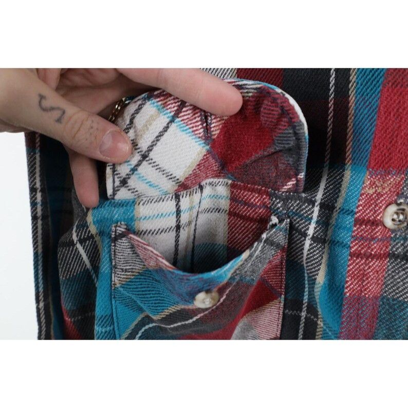 FiveBrother 90s Five Brother Mens M Distressed Heavy Flannel Size US S / EU 44-46 / 1 - 8 Thumbnail