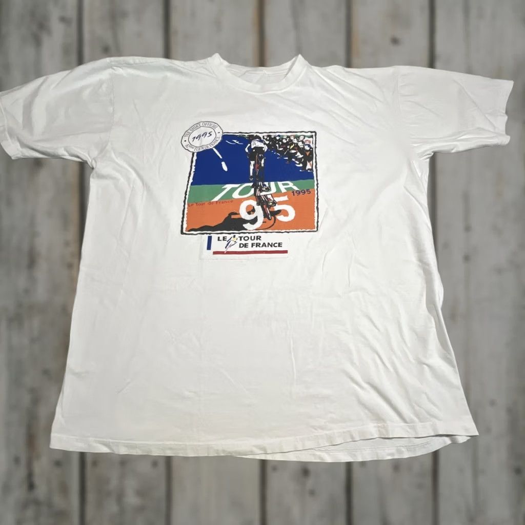 Vintage VINTAGE 1995 Tour De France T Shirt Men 2XL White Cycling Racing Graphic Tee Sportswear/Beach Men Size US XXL / EU 58 / 5 - 1 Thumbnail
