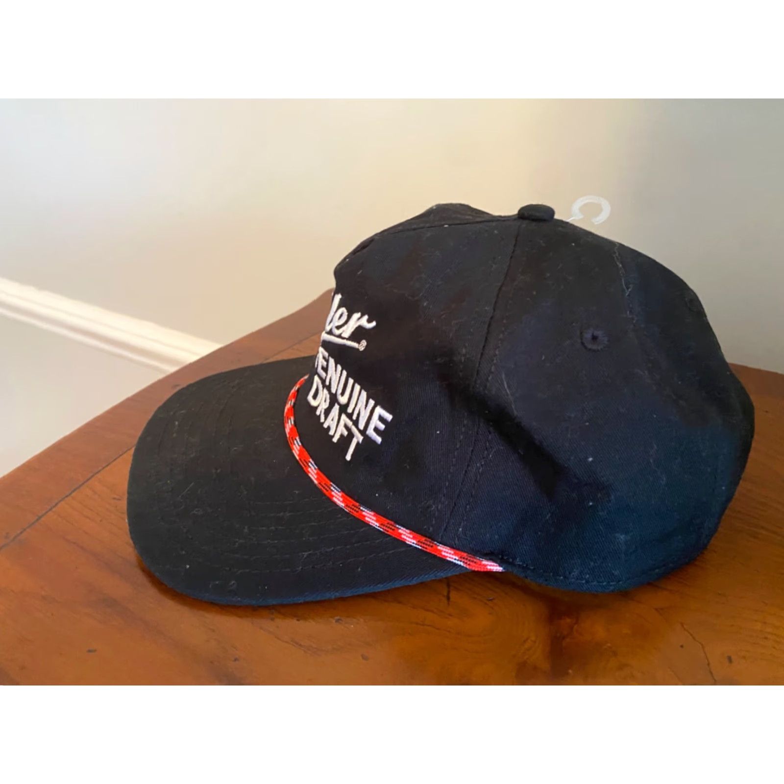 Vintage Miller Genuine Draft Beer Rope Hat Snapback Trucker Cap Hat Mad Engine Men Adjustable Black Cotton Polyester Canvas Breed: Eddie (Pattern: Solid) Size ONE SIZE - 2 Thumbnail