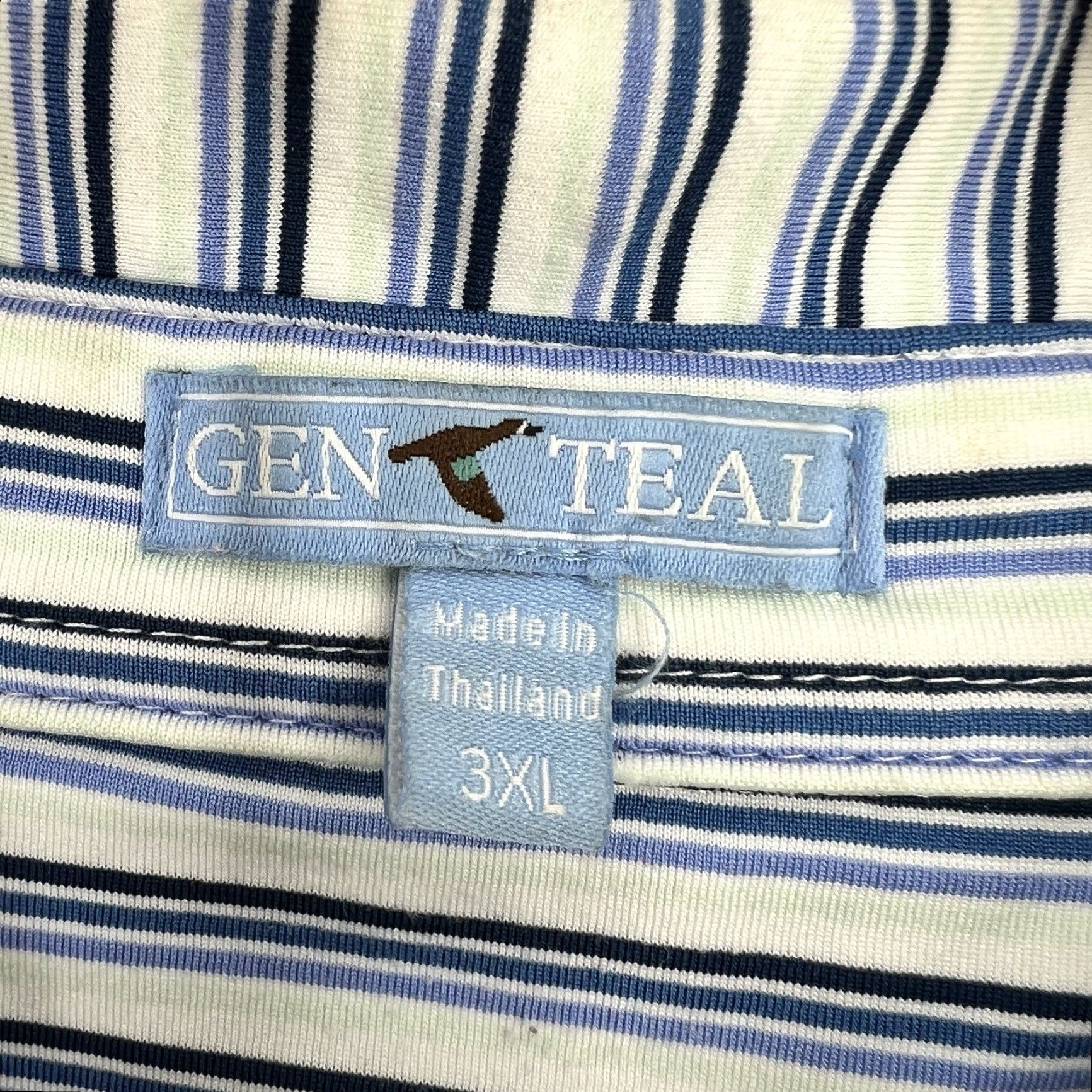 Vintage Genteal Polo Shirt Men 3XL Pinstripe Blue White Golf Performance Wicking Short Sleeve Shirt Size US XXL / EU 58 / 5 - 2 Thumbnail