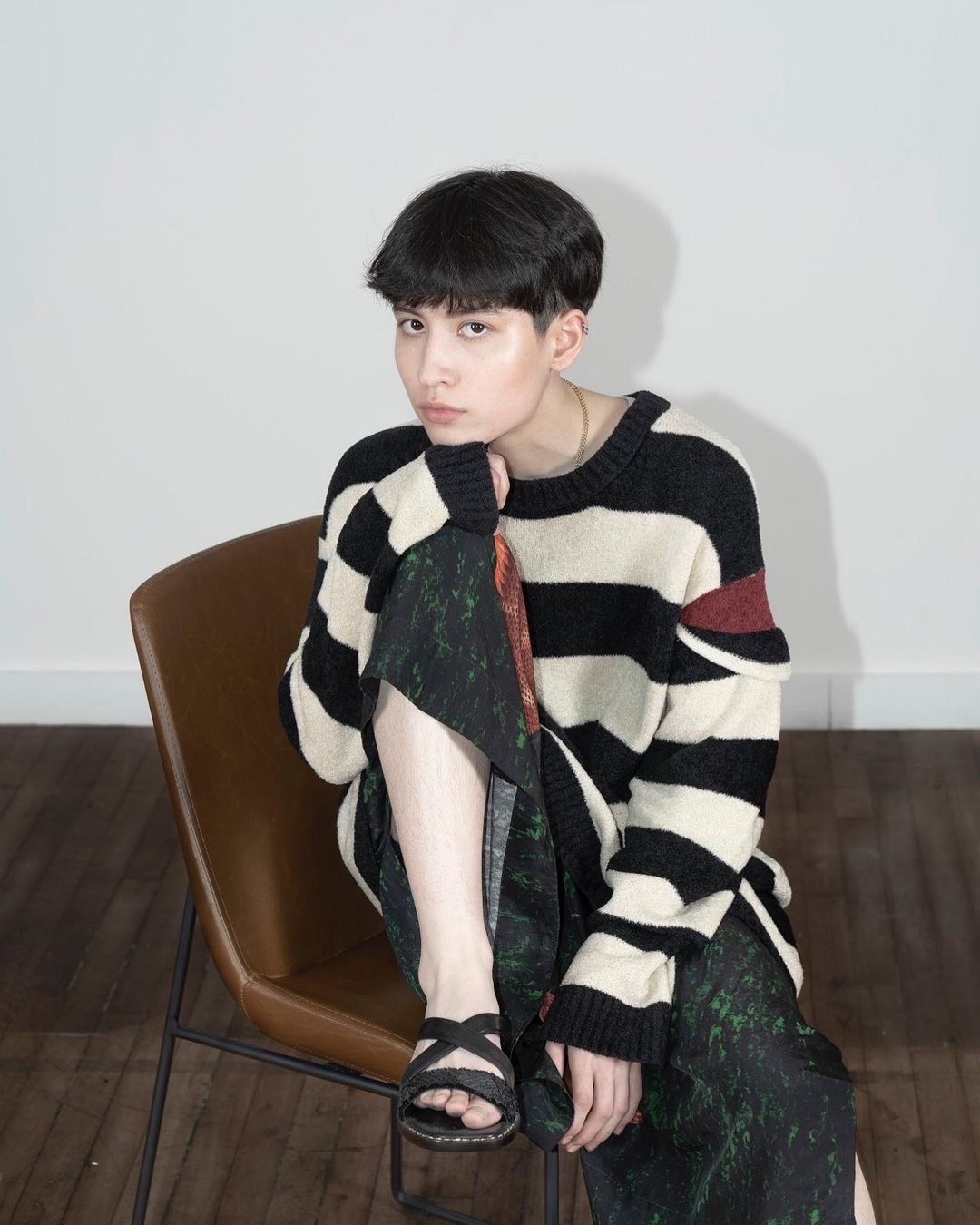 image of Yohji Yamamoto 12Aw Shaggy Deconstructed Striped Sweater, Men's (Size Medium)