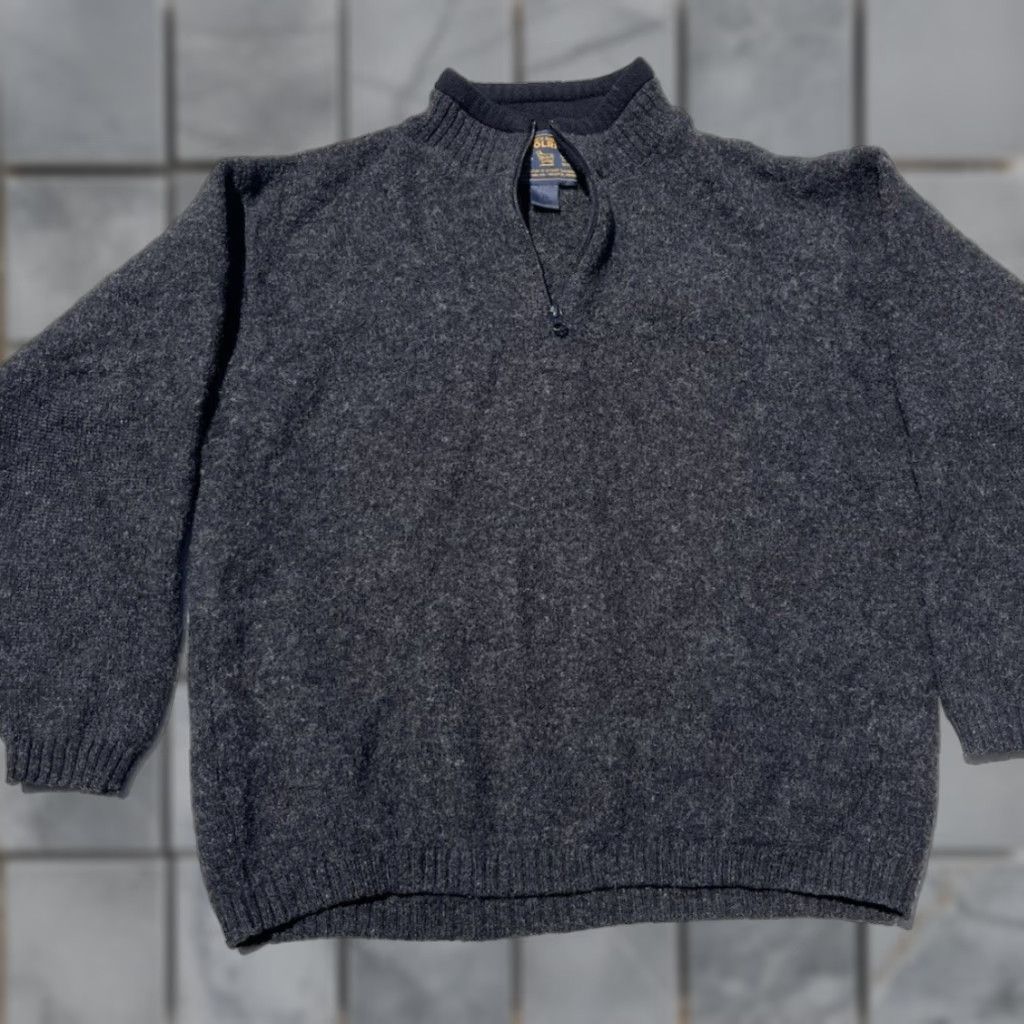 Vintage Woolrich Sweater Black XL Pullover Wool Baselayer 1/4 Zip Open Knit Woolrich Logo 80s 90s Outdoor Hiking Men’s Mens Regular Fit Size US XL / EU 56 / 4 - 1 Thumbnail