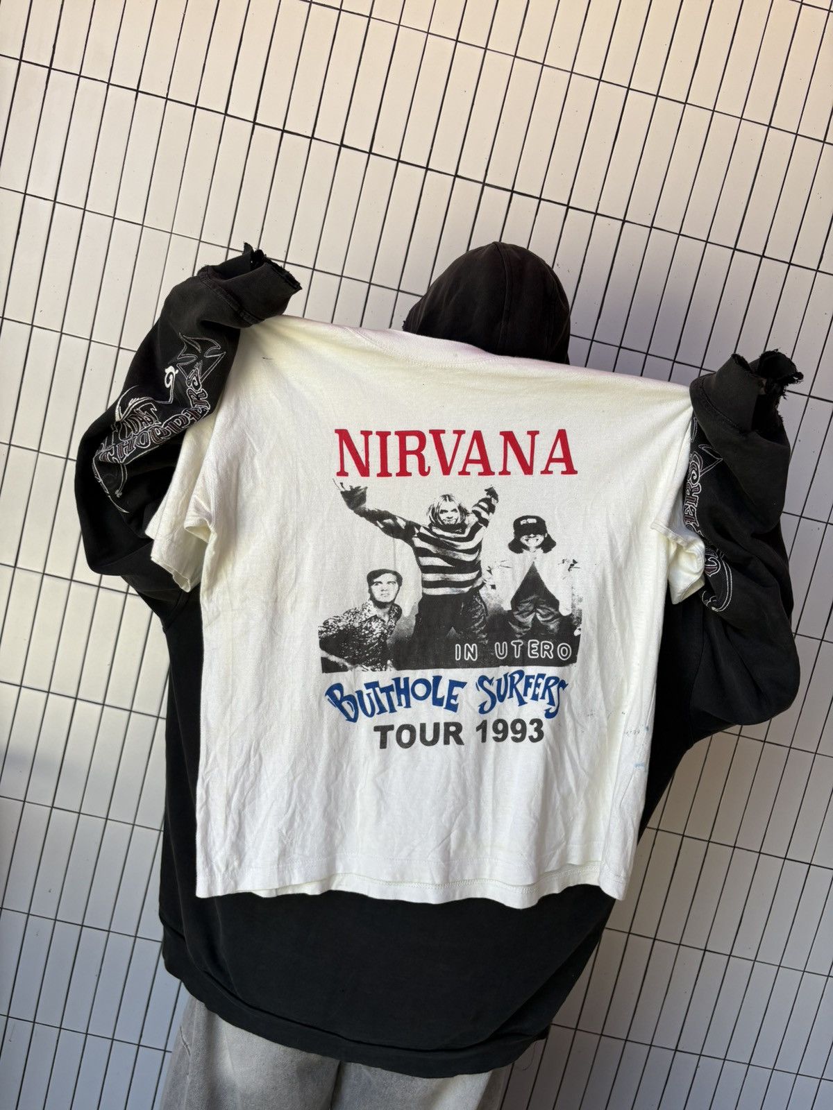 Band Tees Rare Bootlegs Nirvana in utero Butthole Surfers tour 1993 Size US L / EU 52-54 / 3 - 9 Thumbnail