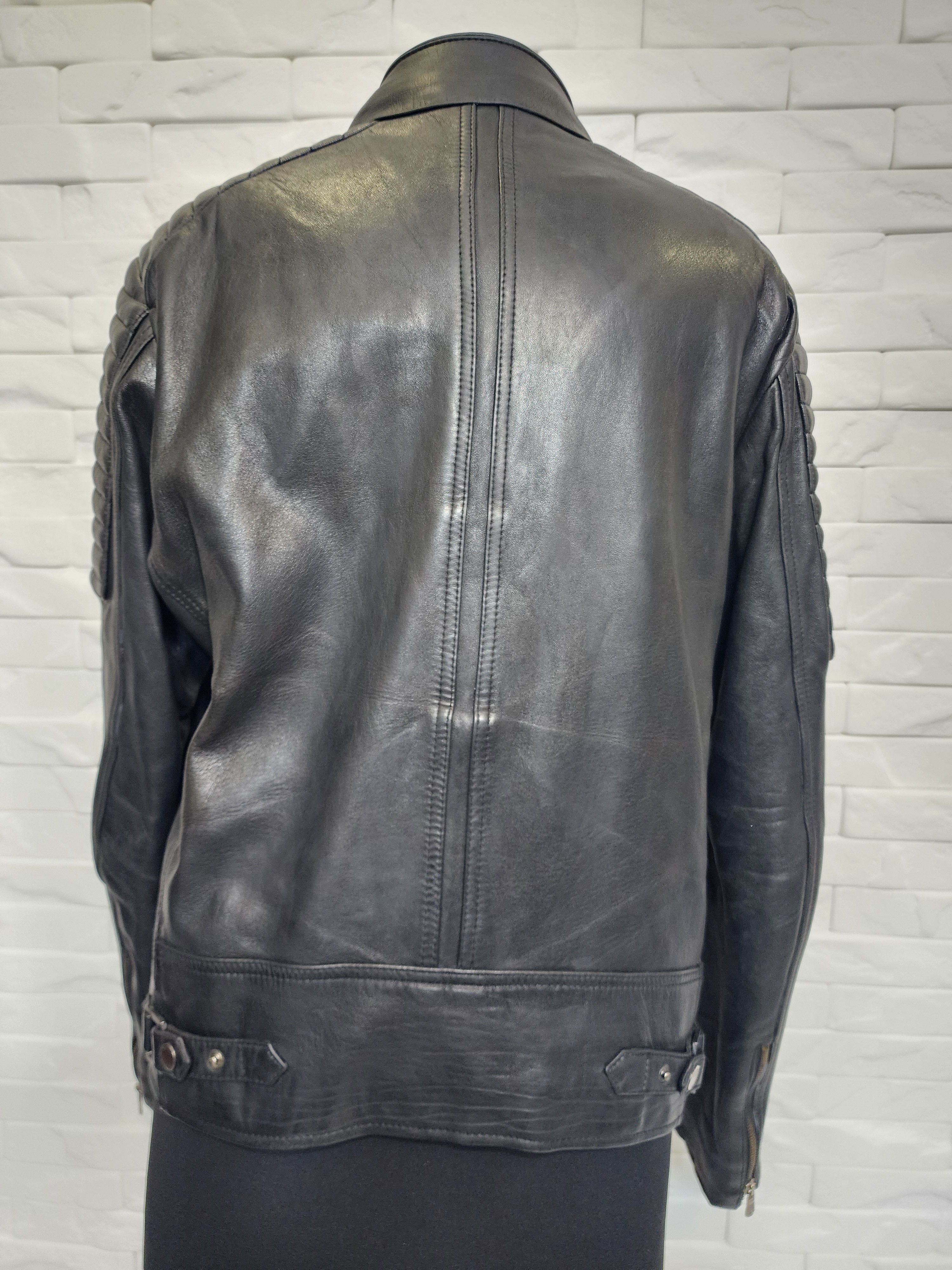 Genuine Leather Men's Black Leather Sport Jacket: Metal Zipper Detail Size US L / EU 52-54 / 3 - 3 Thumbnail