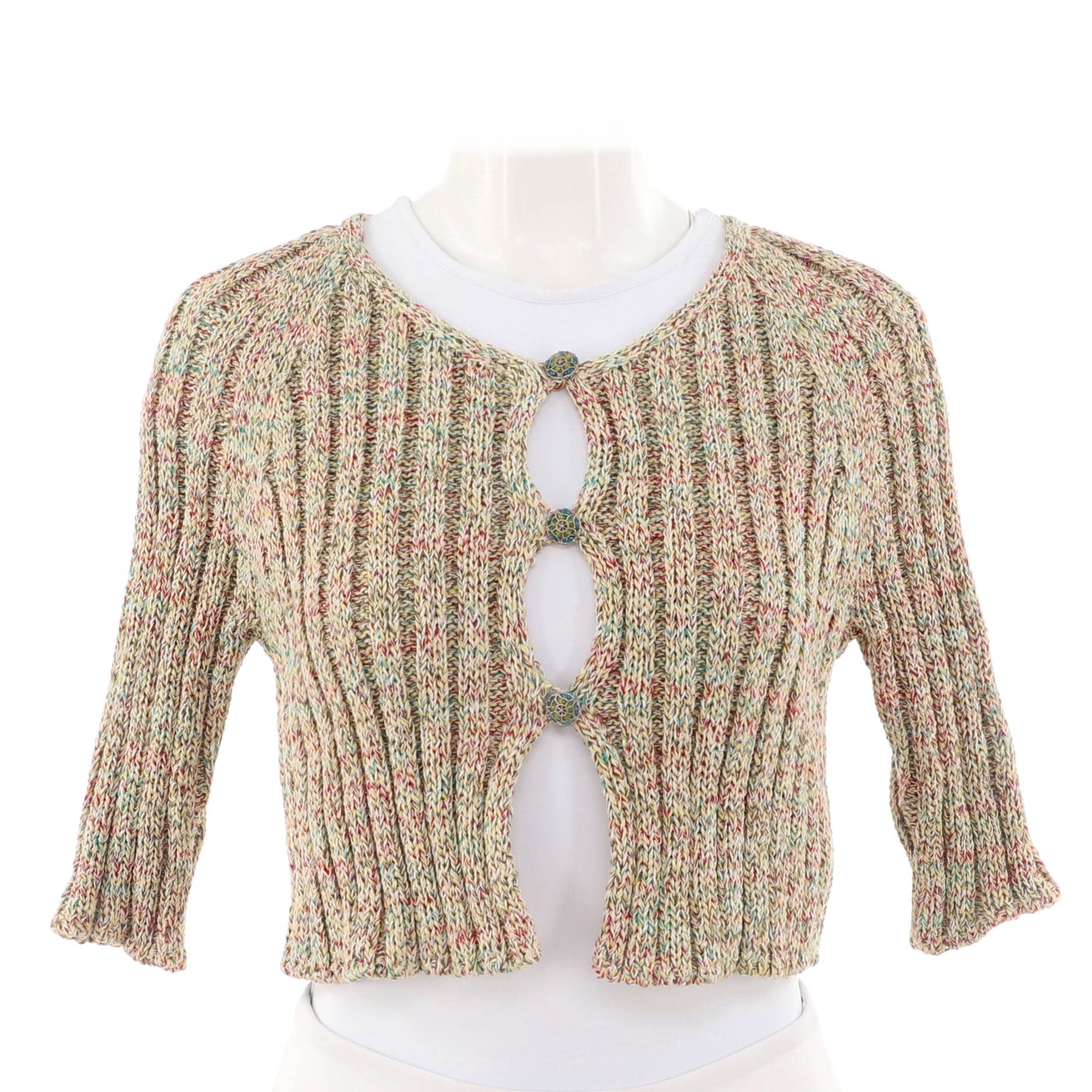 Chanel Women's short sleeve cropped button up cardigan cotton Size ONE SIZE - 1 Thumbnail