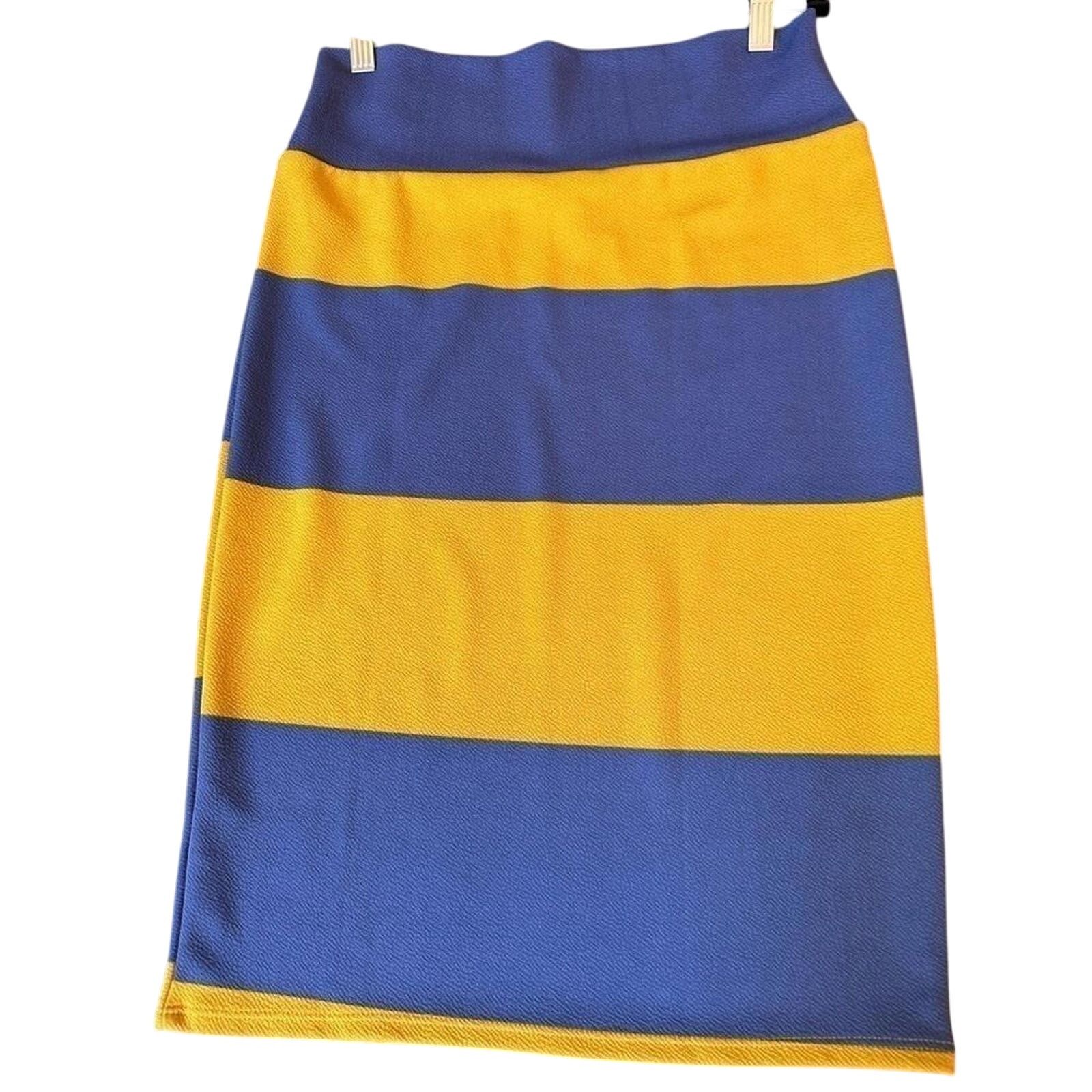 Designer LuLaRoe Cassie Bold Striped Knit Pencil Skirt Size 32" / US 10 / IT 46 - 1 Thumbnail