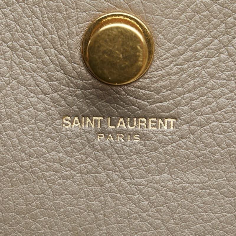 Saint Laurent Paris Saint Laurent Leather Canvas Muse Two Shoulder Bag Gray Size ONE SIZE - 7 Thumbnail