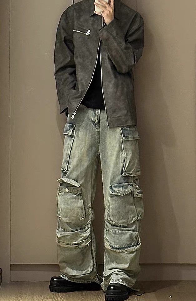 Other Cargo Baggy Men Jeans American Vintage Multi-pocket Size US 31 - 6 Thumbnail