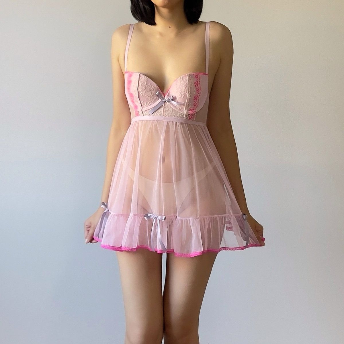 Victoria's Secret Victoria’s Secret Pink Mesh Sheer Mini Dress (34B/32C) Size S / US 4 / IT 40 - 3 Thumbnail