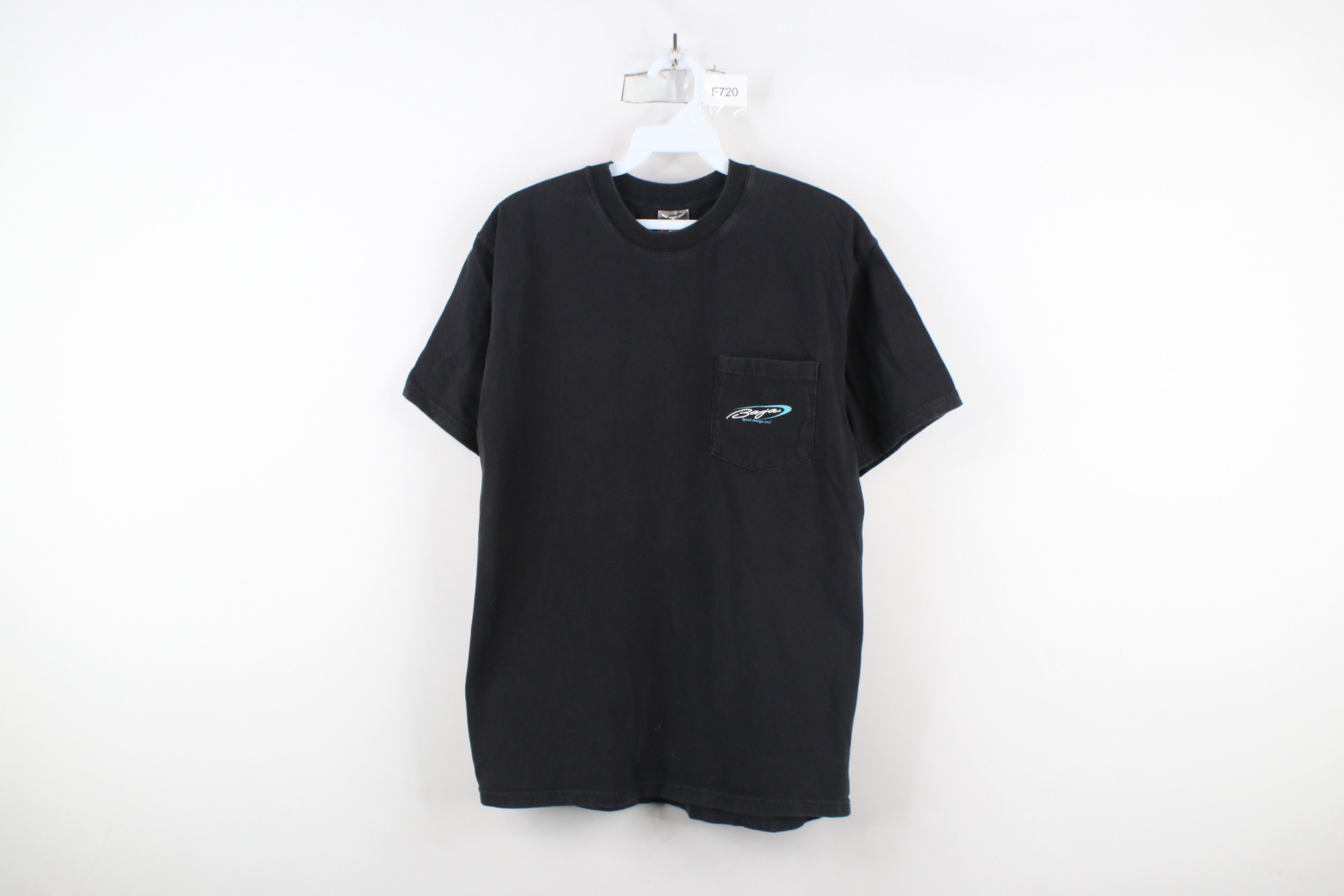 Vintage Vintage 90s Y2K Spell Out Baja Boats Pocket T-Shirt Black Size US M / EU 48-50 / 2 - 1 Thumbnail