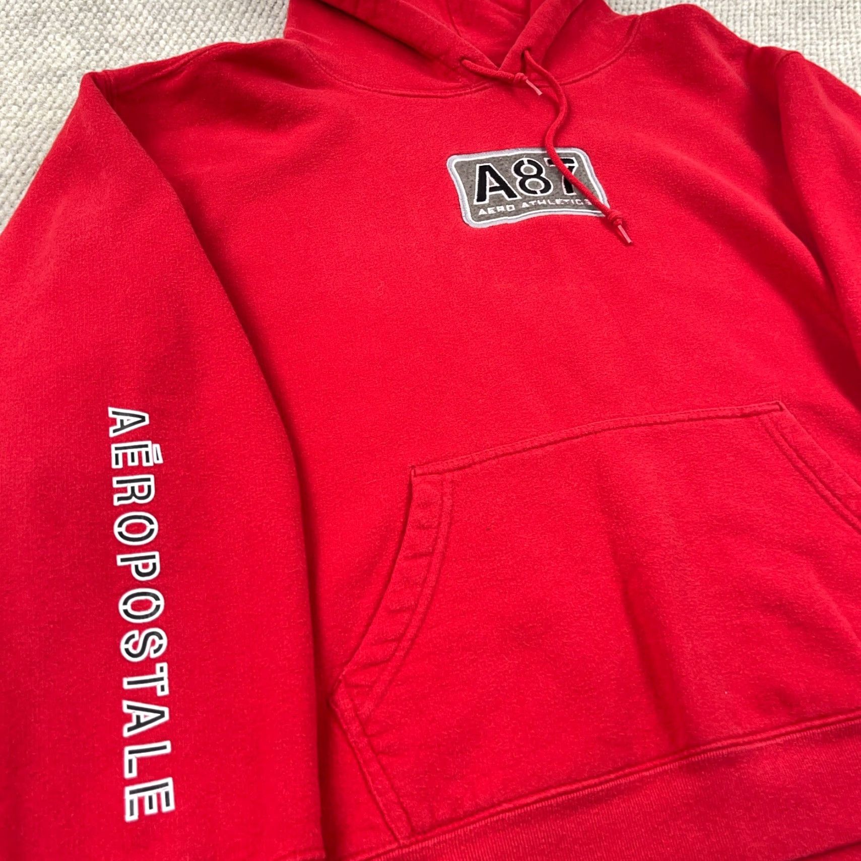 Aeropostale VINTAGE Aeropostale Hoodie Men L Red Sweatshirt 2000s Skate Punk Design Logo Embroidered USA 90s Cartoon Grunge Retro Pullover Crew Neck Size US L / EU 52-54 / 3 - 2 Thumbnail
