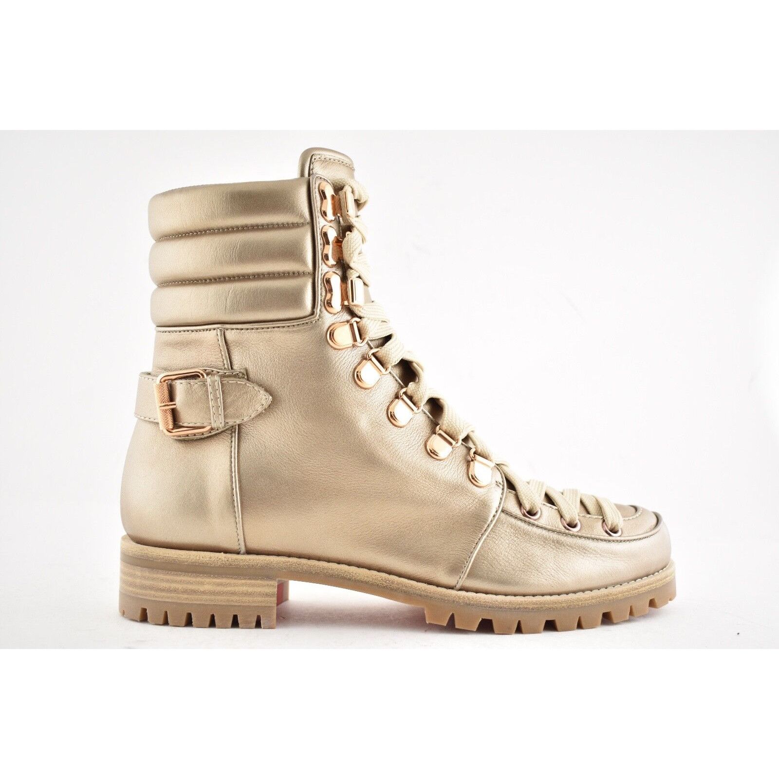Christian Louboutin Christian Louboutin Who Runs Flat Colombe Gold Combat Size US 5.5 / IT 35.5 - 2 Thumbnail