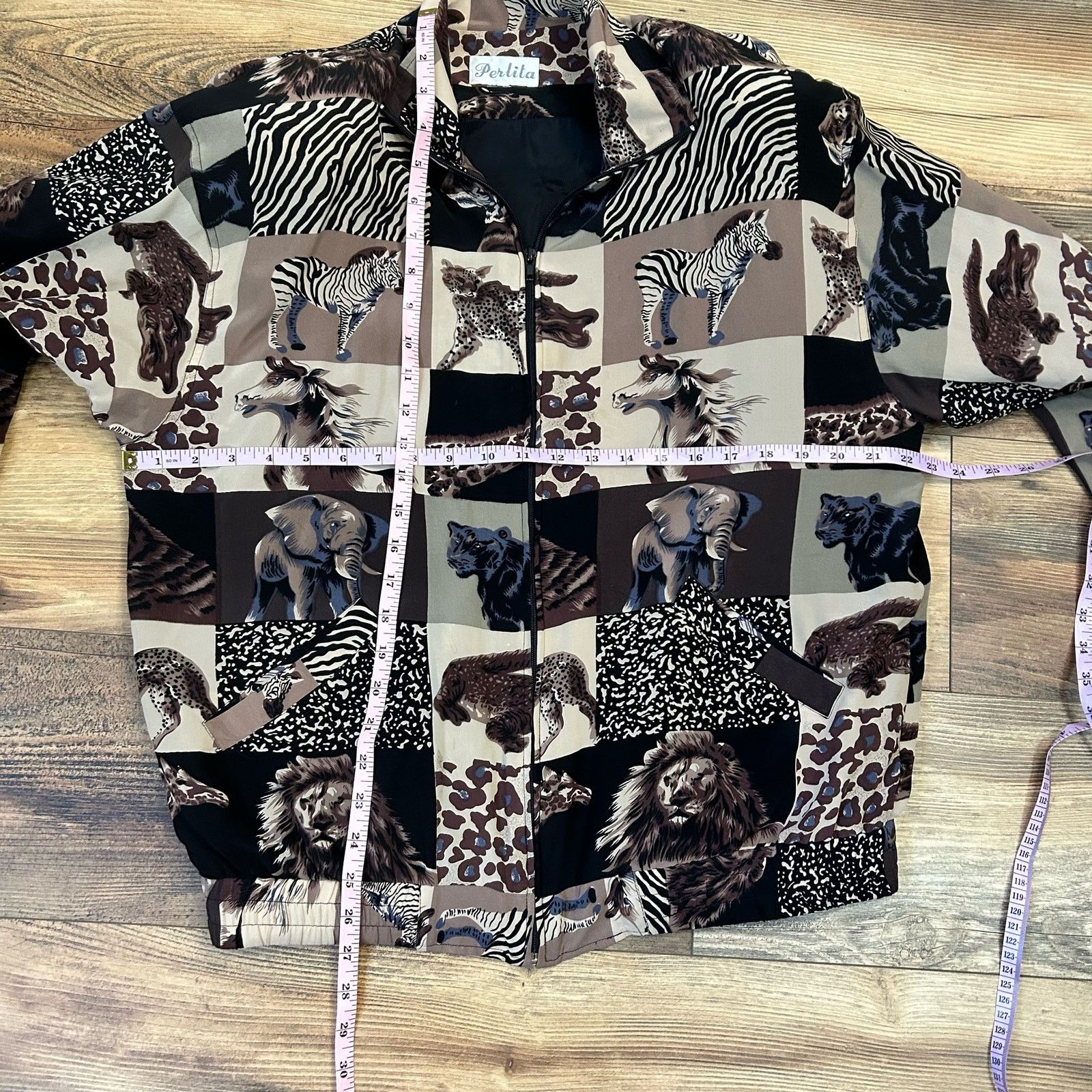Vintage 90s Vintage Bomber Jacket Animal Print Patchwork Silk Large Size L / US 10 / IT 46 - 4 Thumbnail