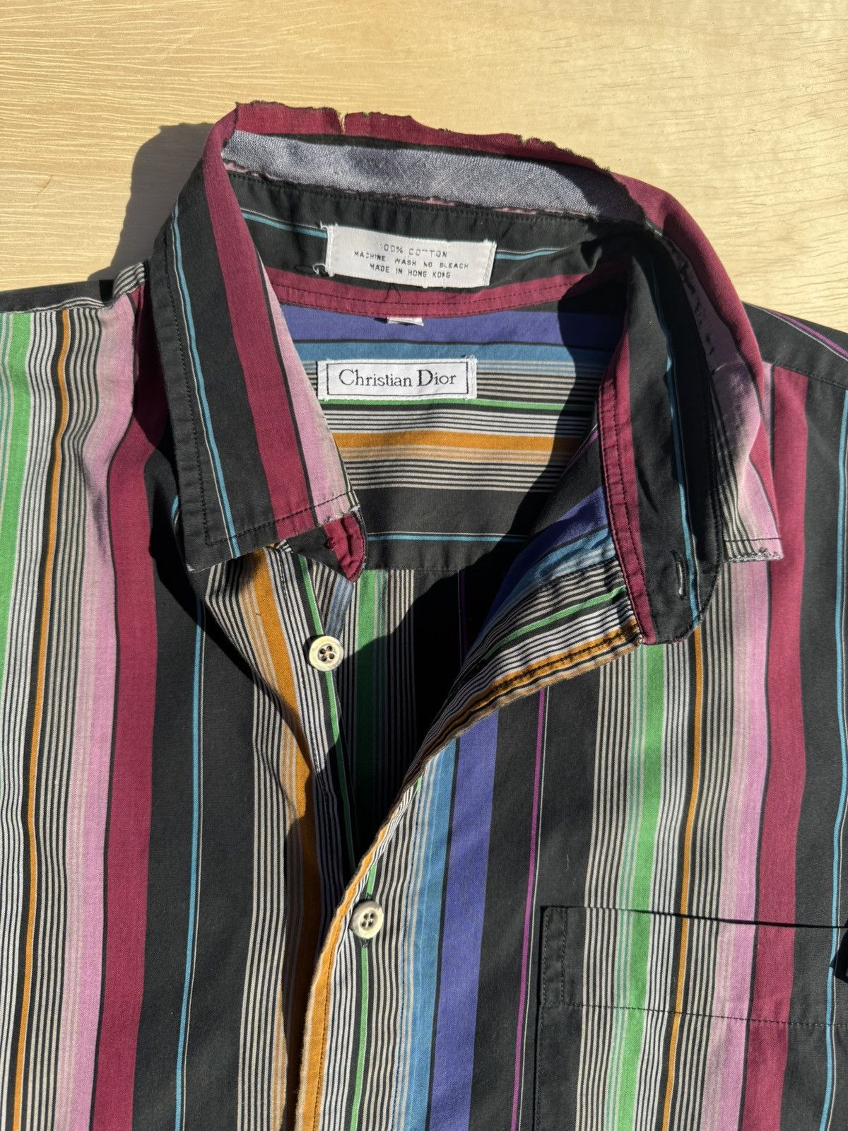 Christian Dior Monsieur × Designer × Vintage Vintage Christian Dior Striped Neon Button Up Shirt Size US L / EU 52-54 / 3 - 3 Thumbnail