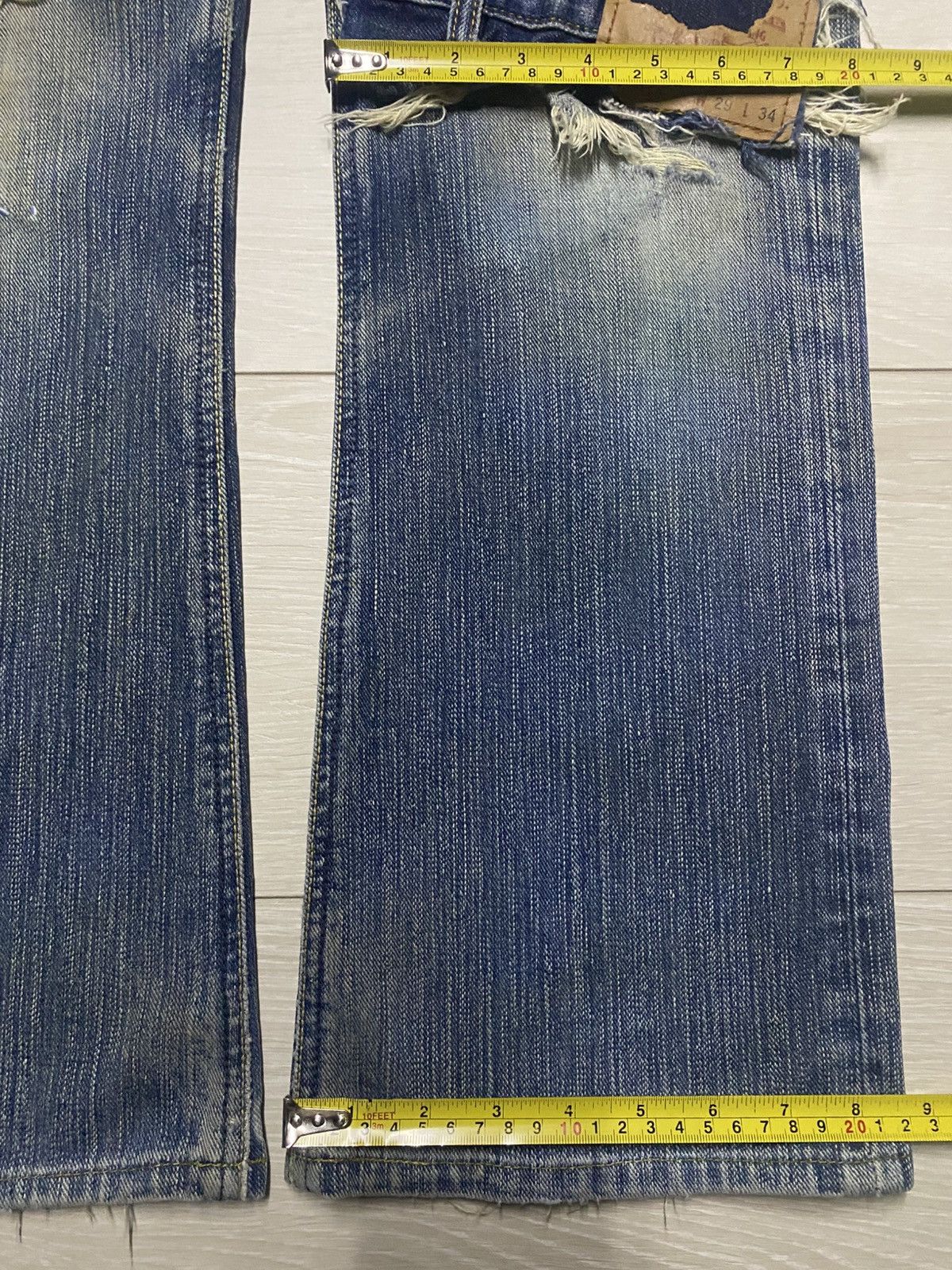 Lee × Number (N)ine Vintage Lee Mud Wash Distressed Patches Flare Jeans Size US 31 - 15 Thumbnail