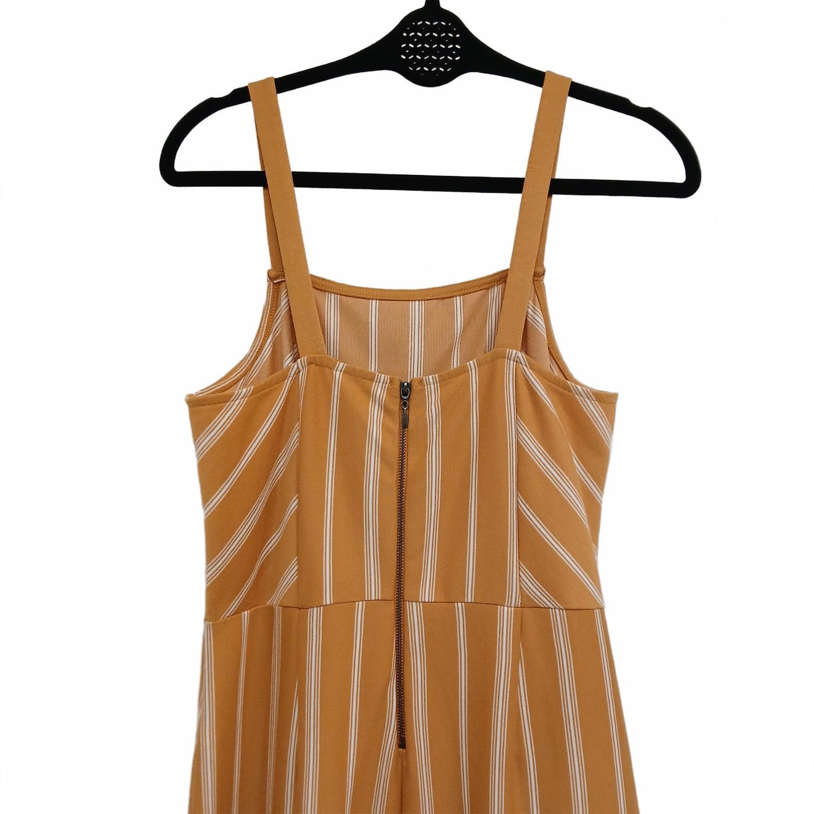 Designer Gold and White Striped Jumpsuit Xhilaration Medium Size ONE SIZE - 7 Thumbnail