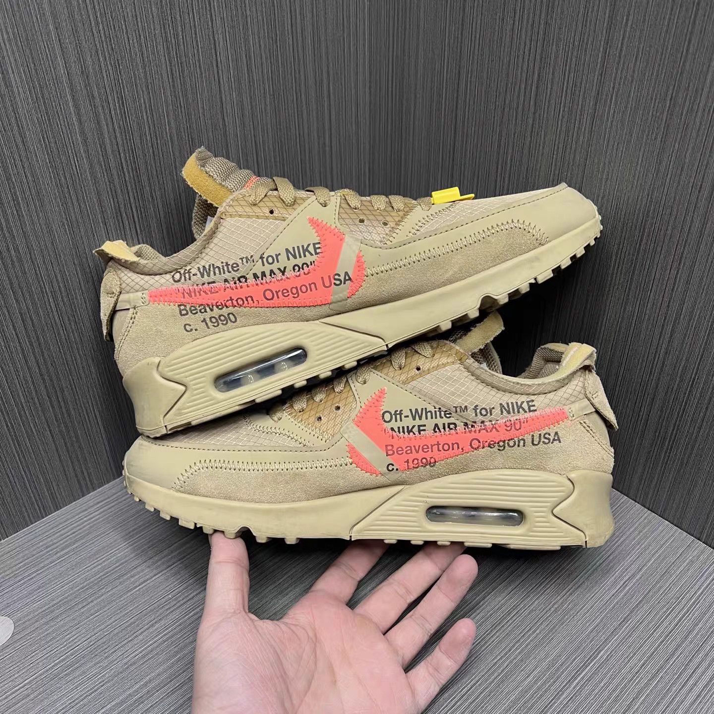 Nike OFF-WHITE × Nike Air Max 90 Desert Ore Sneakers K15 Size US 9 / EU 42 - 4 Thumbnail