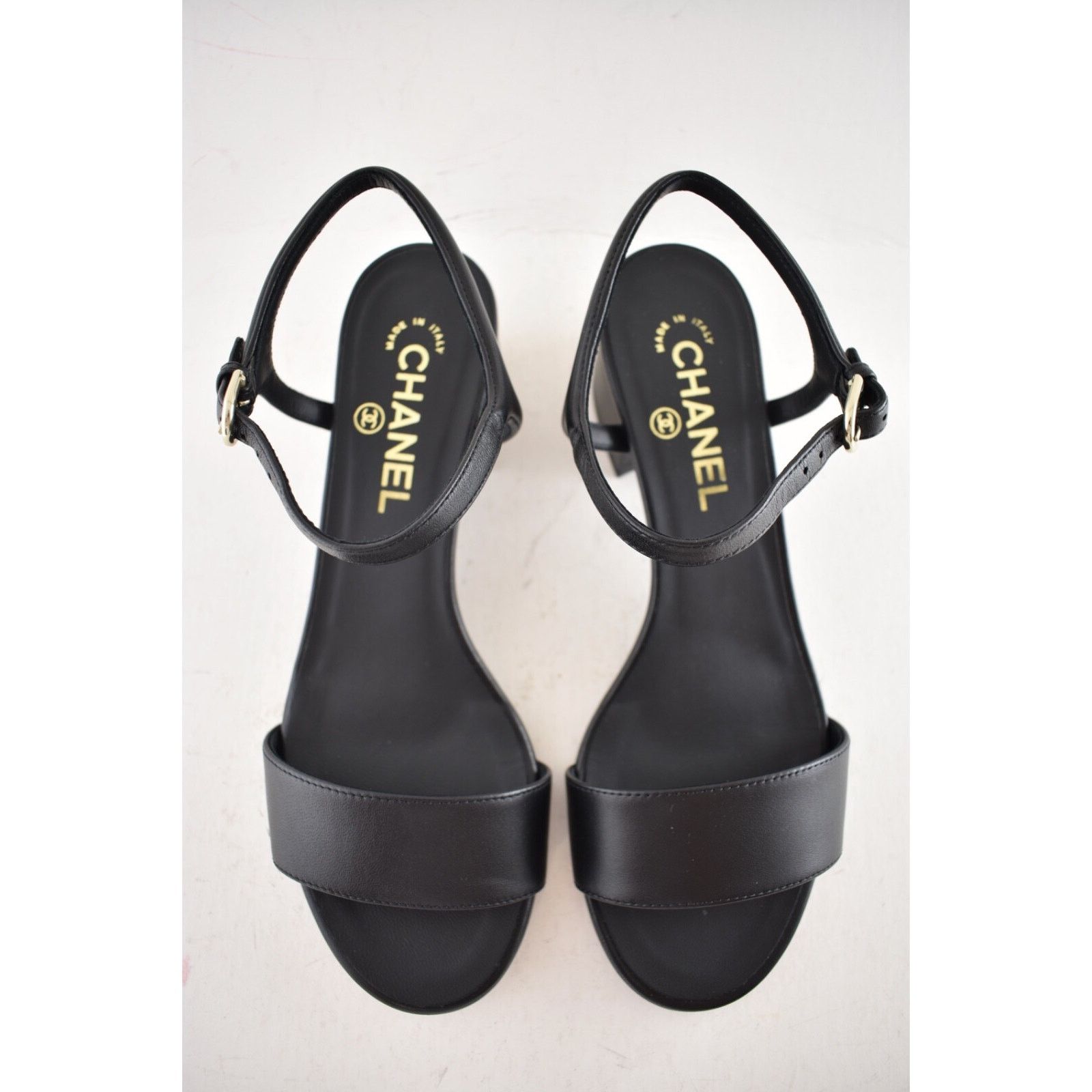Chanel Chanel 24C Black Lambskin Leather Gold Logo Ankle Strap Size US 8 / IT 38 - 7 Thumbnail