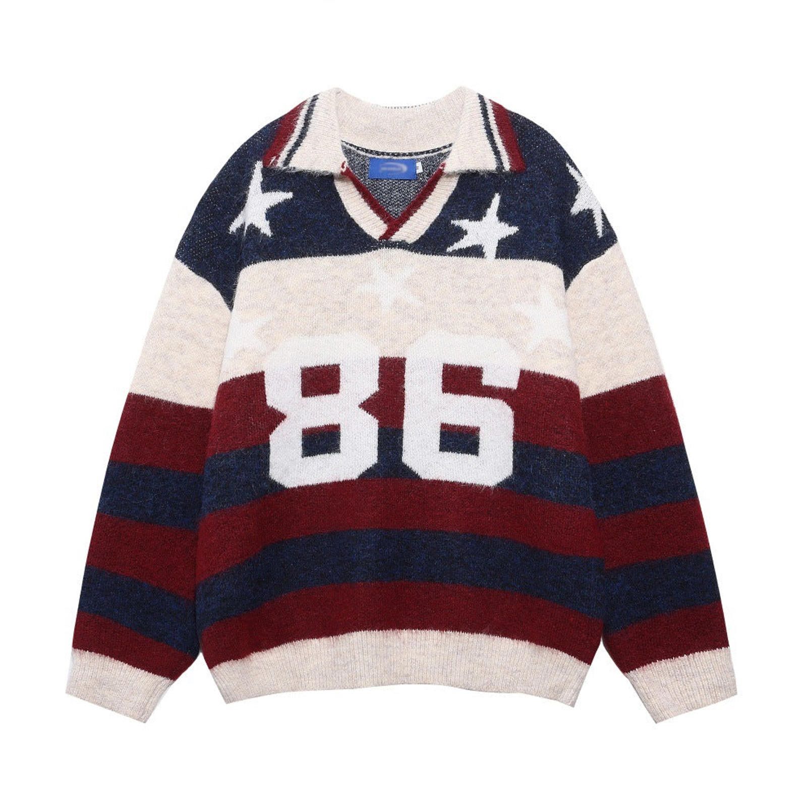 Vintage Red White Blue Striped Collared Knit Sweater Size US M / EU 48-50 / 2 - 1 Thumbnail