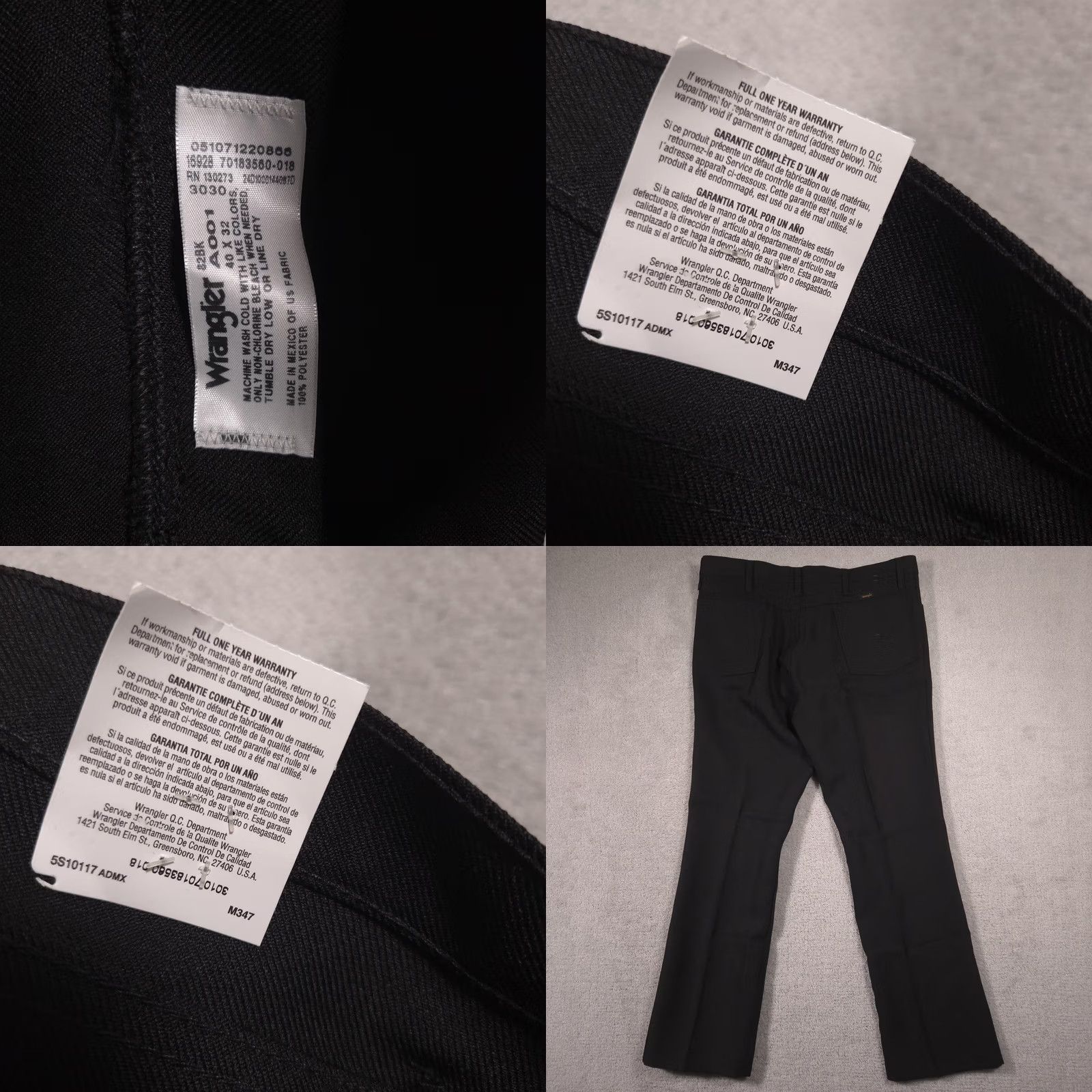 Wrangler Wrangler Dress Pants Mens 40x32 Black Microfiber Flat Front Uniform Work Size US 40 / EU 56 - 8 Thumbnail