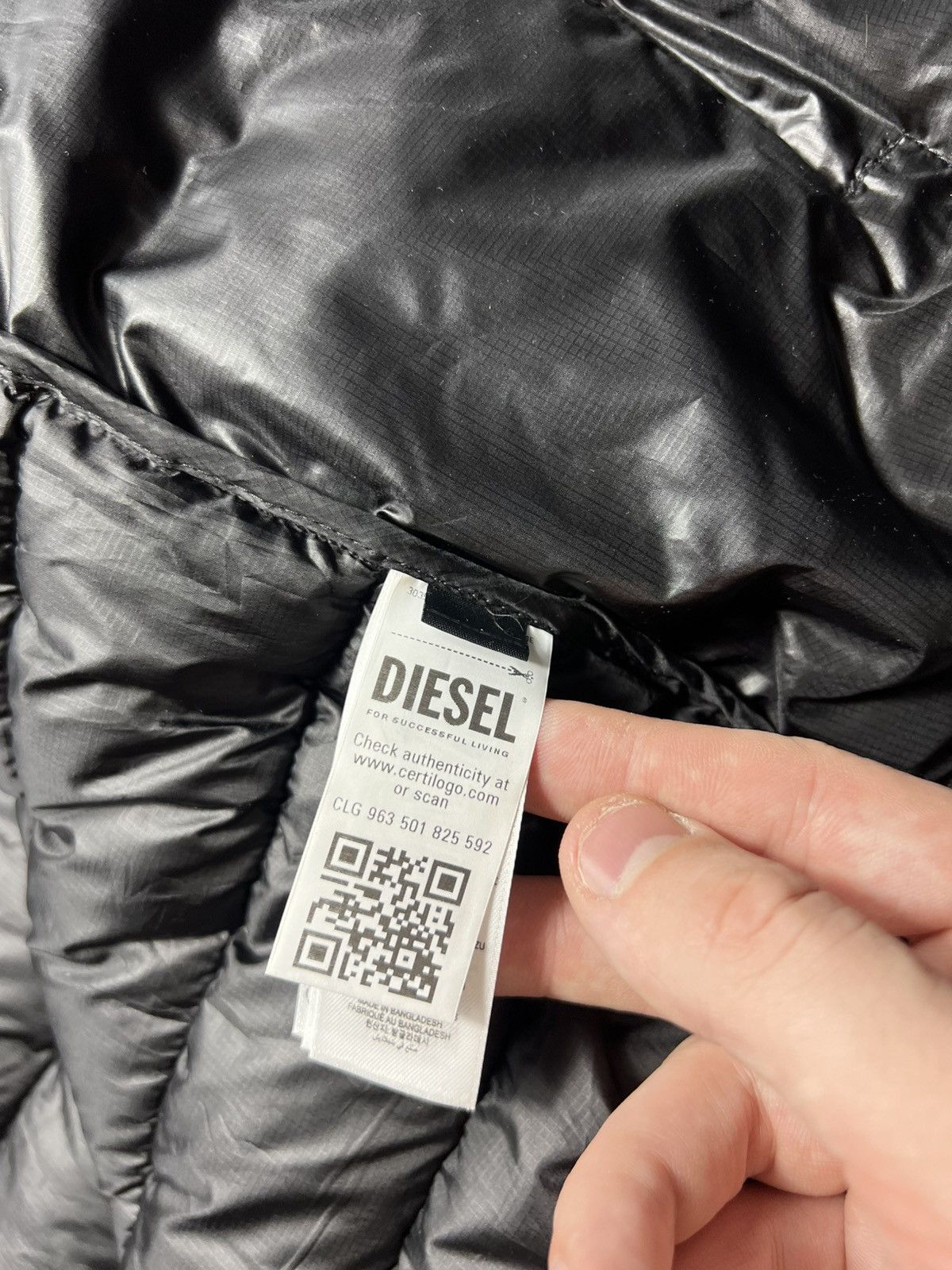 Diesel NWT DIESEL Mens Jacket Black Puffer Quilted Hooded Size XL Size US XL / EU 56 / 4 - 10 Thumbnail