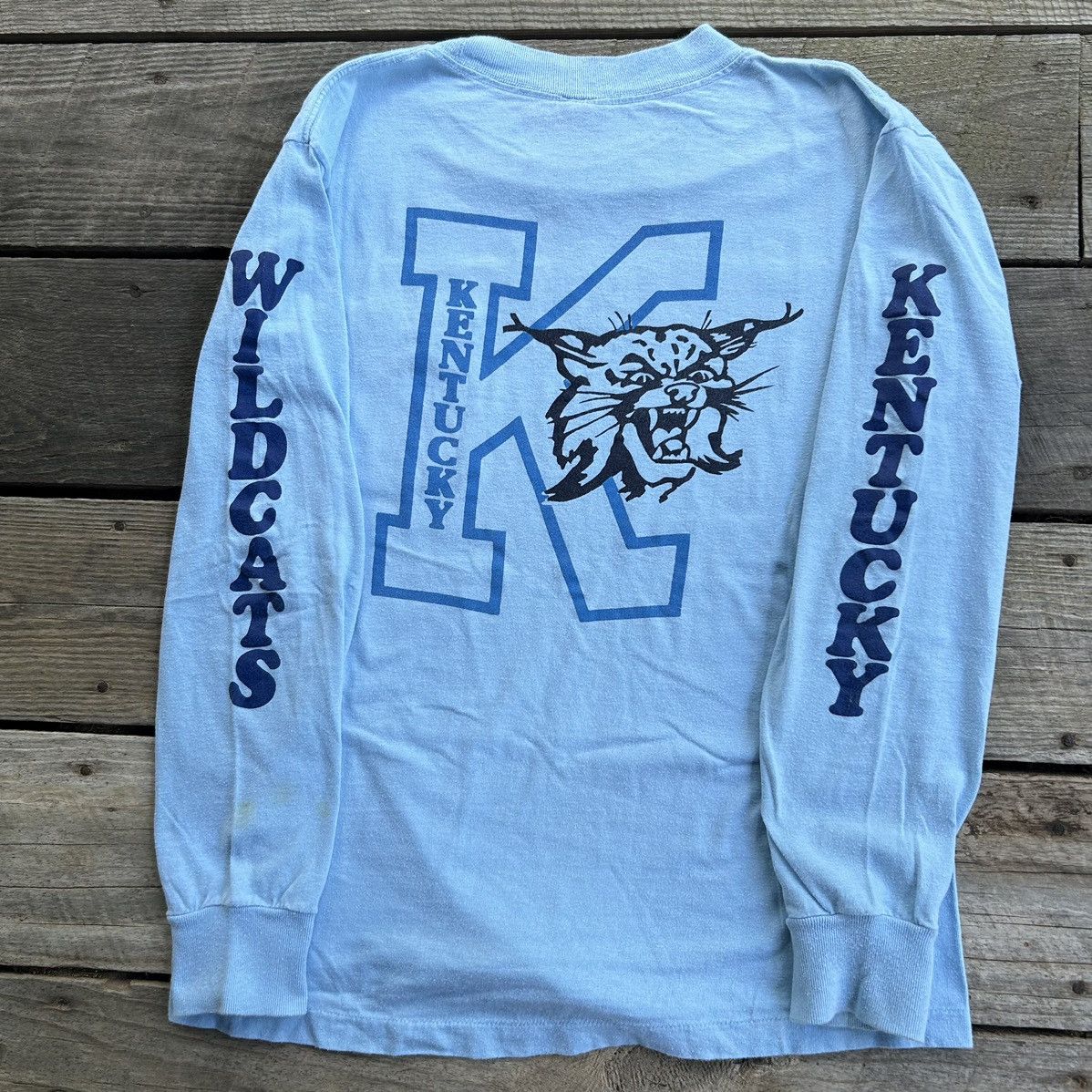 Vintage Vintage 70-80s Kentucky Wildcats Baby Blue Long Sleeve Shirt Size US S / EU 44-46 / 1 - 1 Thumbnail