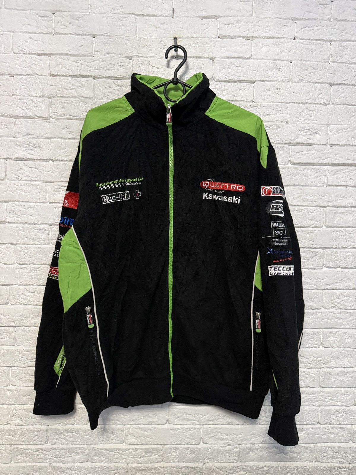 Other Kawasaki Quattro Plant Racing Fleece Bomber Jacket Huge Logo Size US XL / EU 56 / 4 - 1 Thumbnail