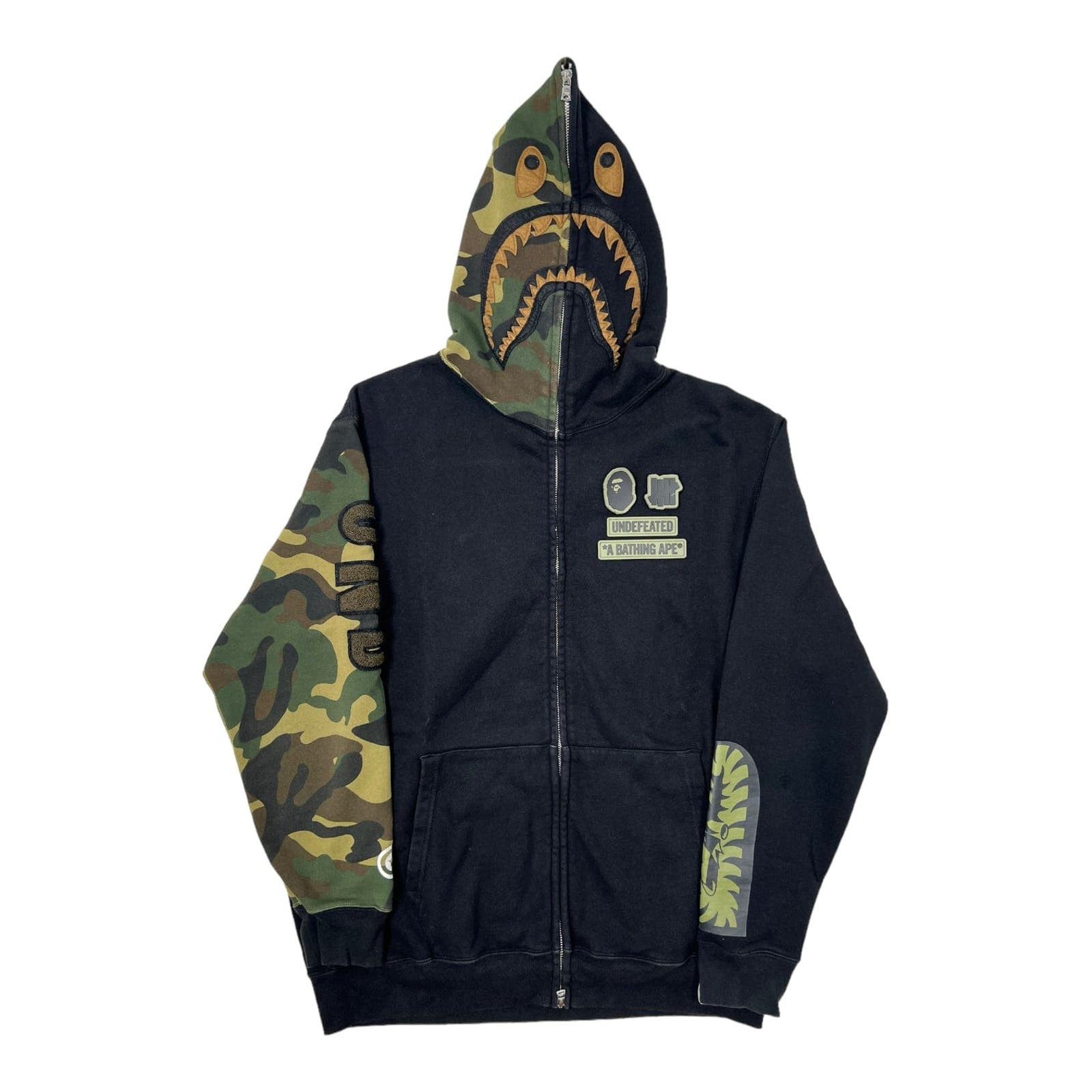 image of Bape X Undefeated Shark Full Zip Hooded Sweatshirt Camo, Men's (Size XL)