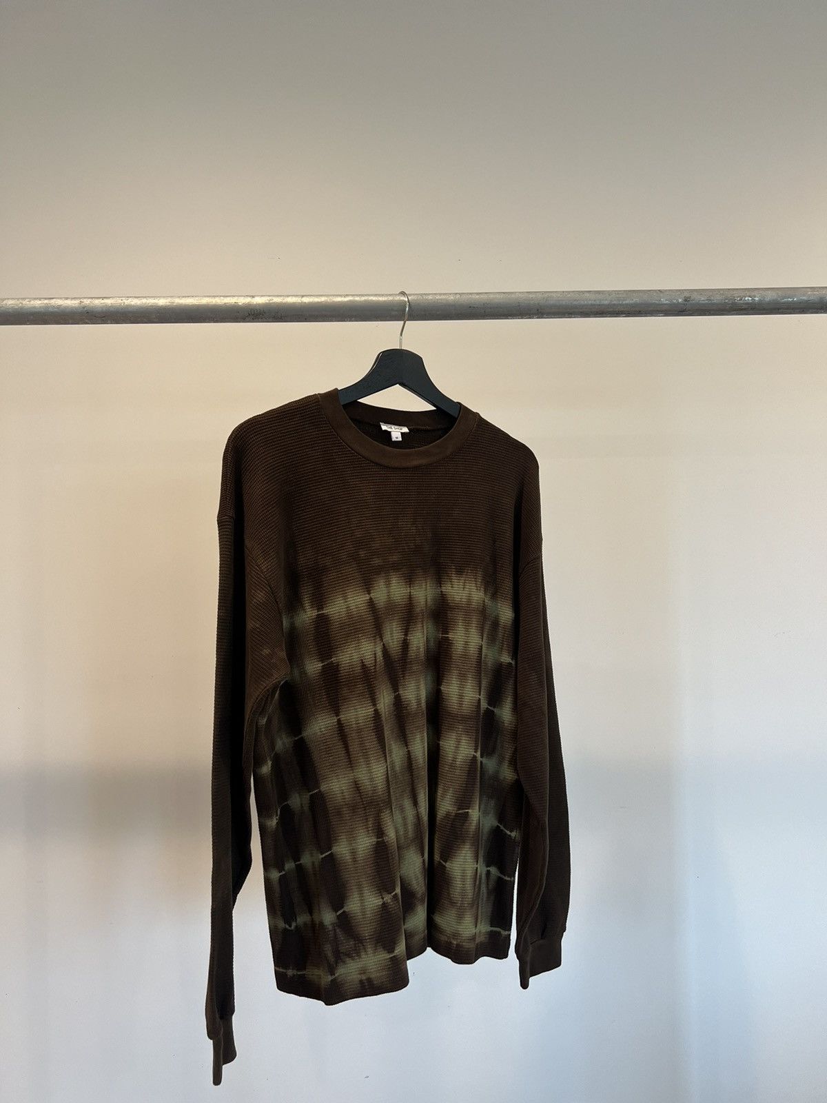 image of Vintage Tie Dye Thermal Long Sleeve in Green/Brown, Men's (Size Small)