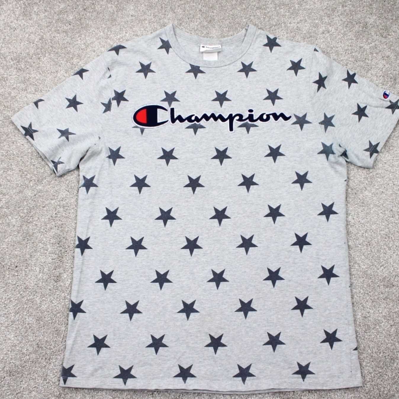 Champion Champion Shirt Mens Large Gray Heritage Athletic AOP All Over Print S/S T-Shirt Nike Shirt? Size US L / EU 52-54 / 3 - 2 Thumbnail