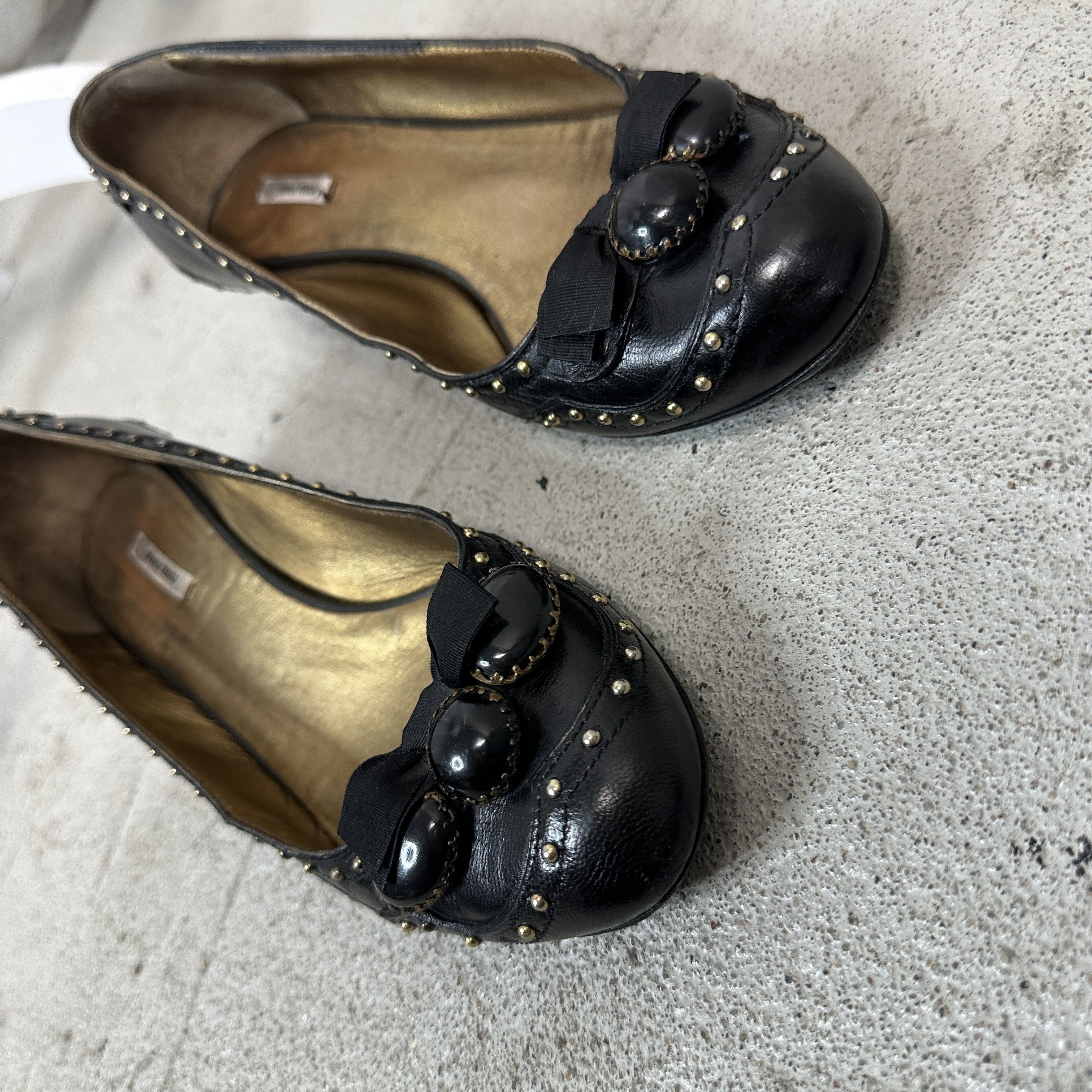 Miu Miu × Vintage Vintage Avant Garde Leather Miu Miu Studded 00s Heels Size US 5 / IT 35 - 4 Thumbnail