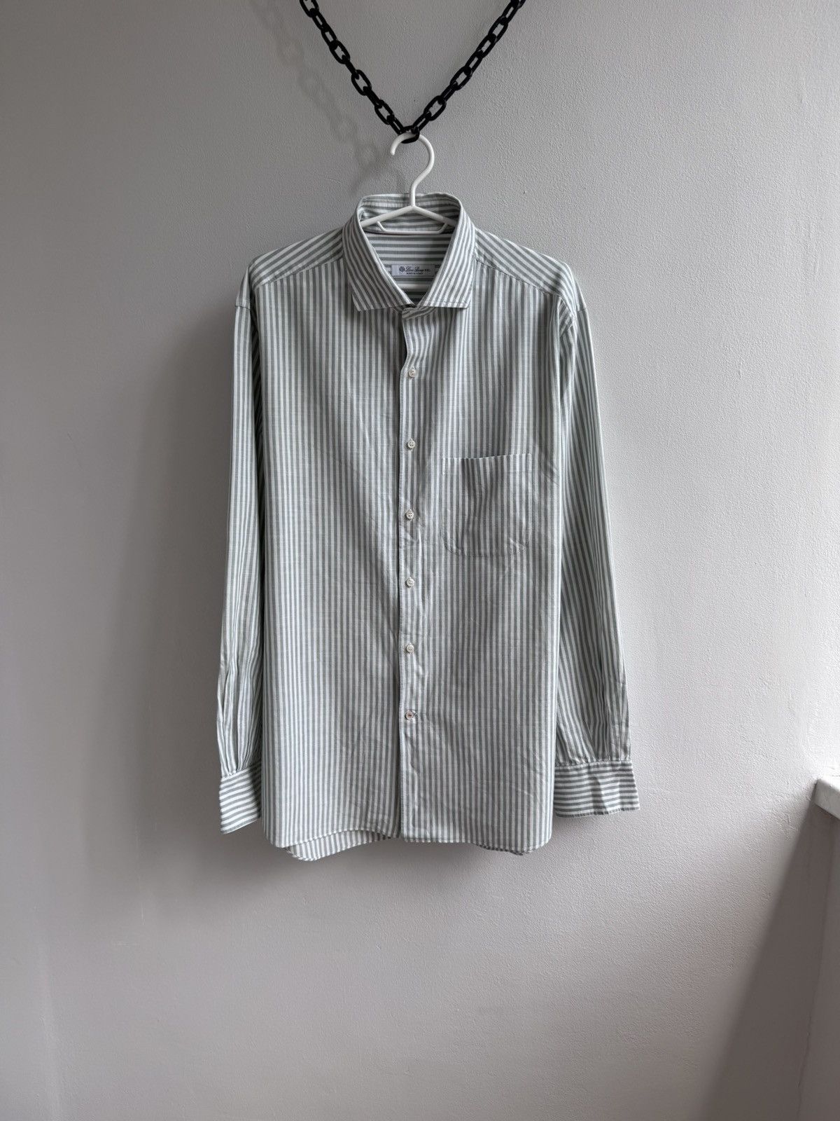 Loro Piana Loro Piana Striped Cotton Button Up Shirt Long Sleeve Green Size US XXL / EU 58 / 5 - 3 Thumbnail