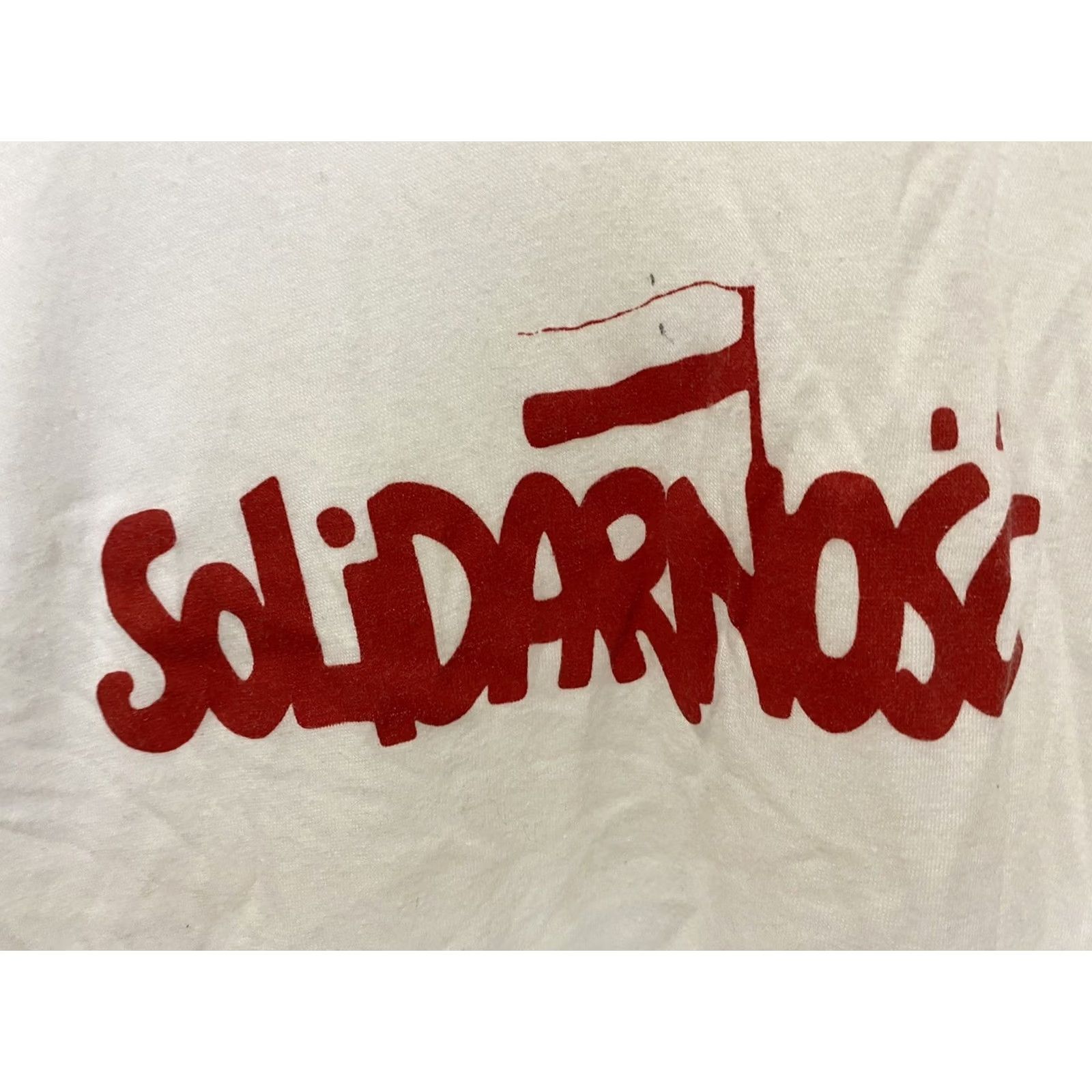 Vintage RARE VTG Solidarnosc Polish Trade Union 80s Downerwear T-Shirt Size L Mens White/Cream 80s Theme Size US L / EU 52-54 / 3 - 3 Thumbnail