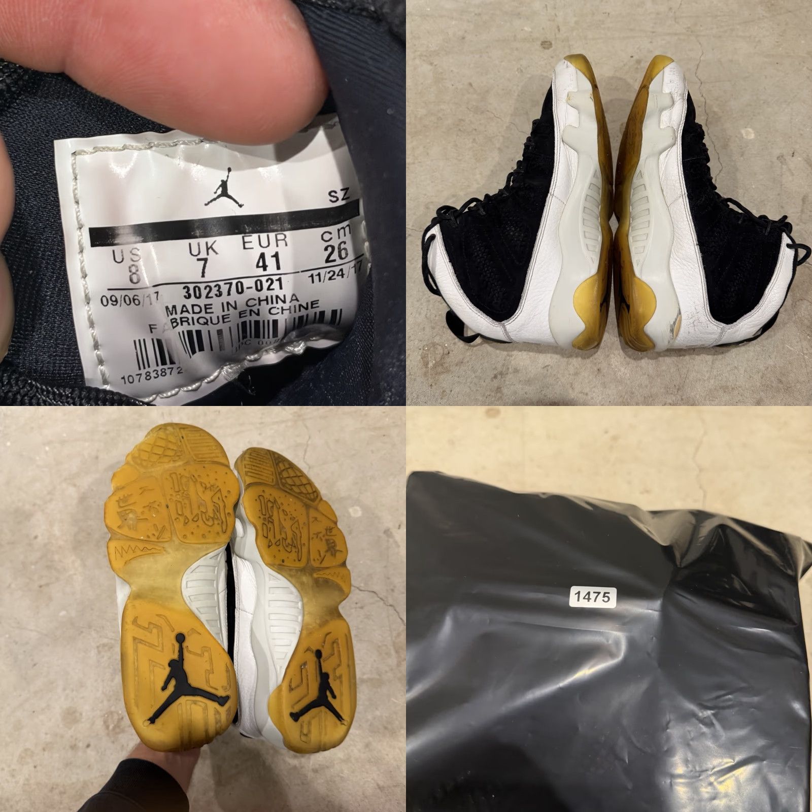 Jordan Brand Air Jordan 9 Retro City of Flight Mens Size 8 Black White Gold DISTRESS Sneaker City of Flight Jordan 9 Retro Mens Size ONE SIZE - 8 Thumbnail