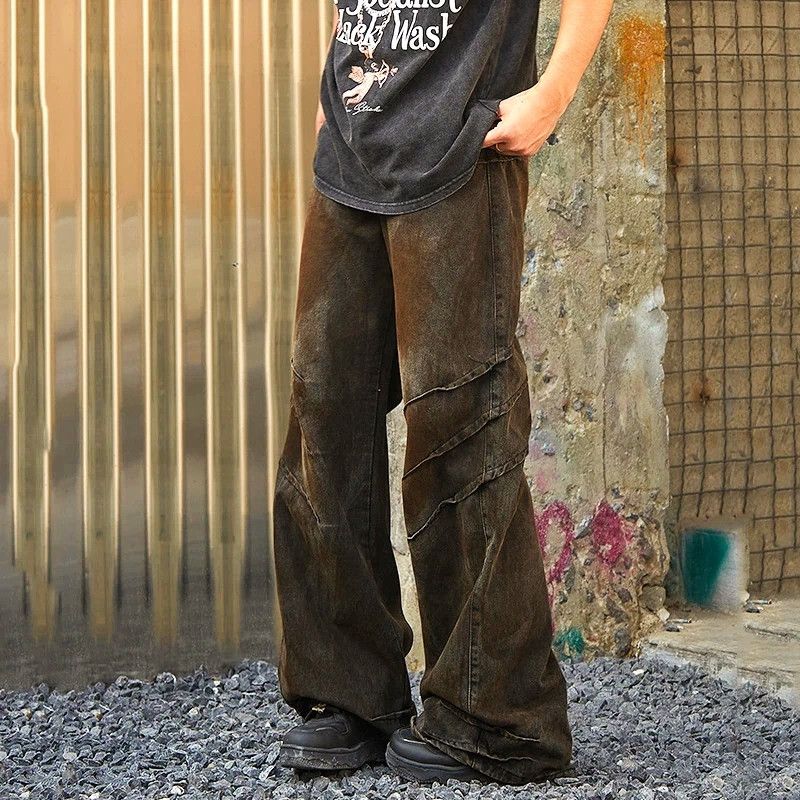 Designer × Vintage Worn-out Wrinkled Straight Loose Jeans Size US 30 / EU 46 - 5 Thumbnail
