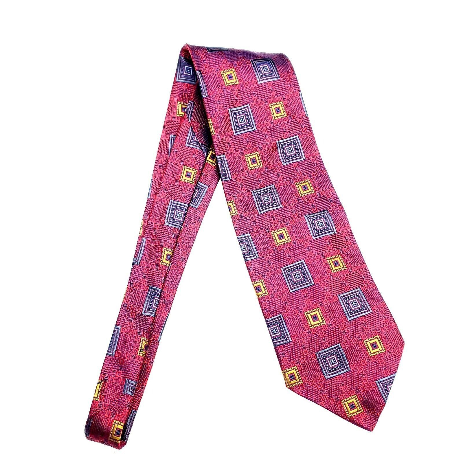Robert Villini Roberto Villini Couture Silk Tie Red Woven Geometric Wide Size ONE SIZE - 6 Thumbnail