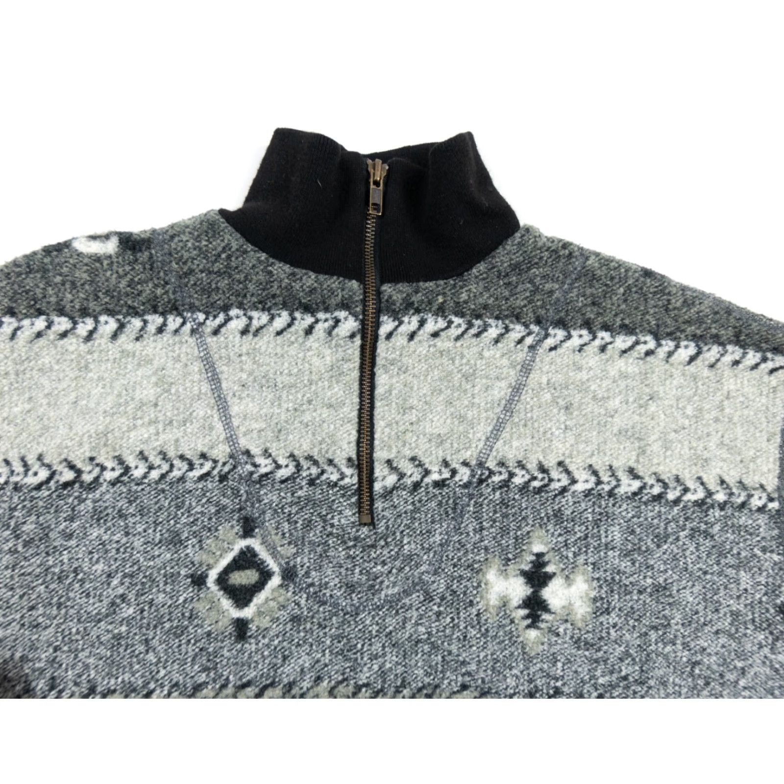 Vintage Straight Down Sweater 1/4 Zip Pullover Mens Small Gray Solid Knit Aztec Outdoor Size US S / EU 44-46 / 1 - 2 Thumbnail