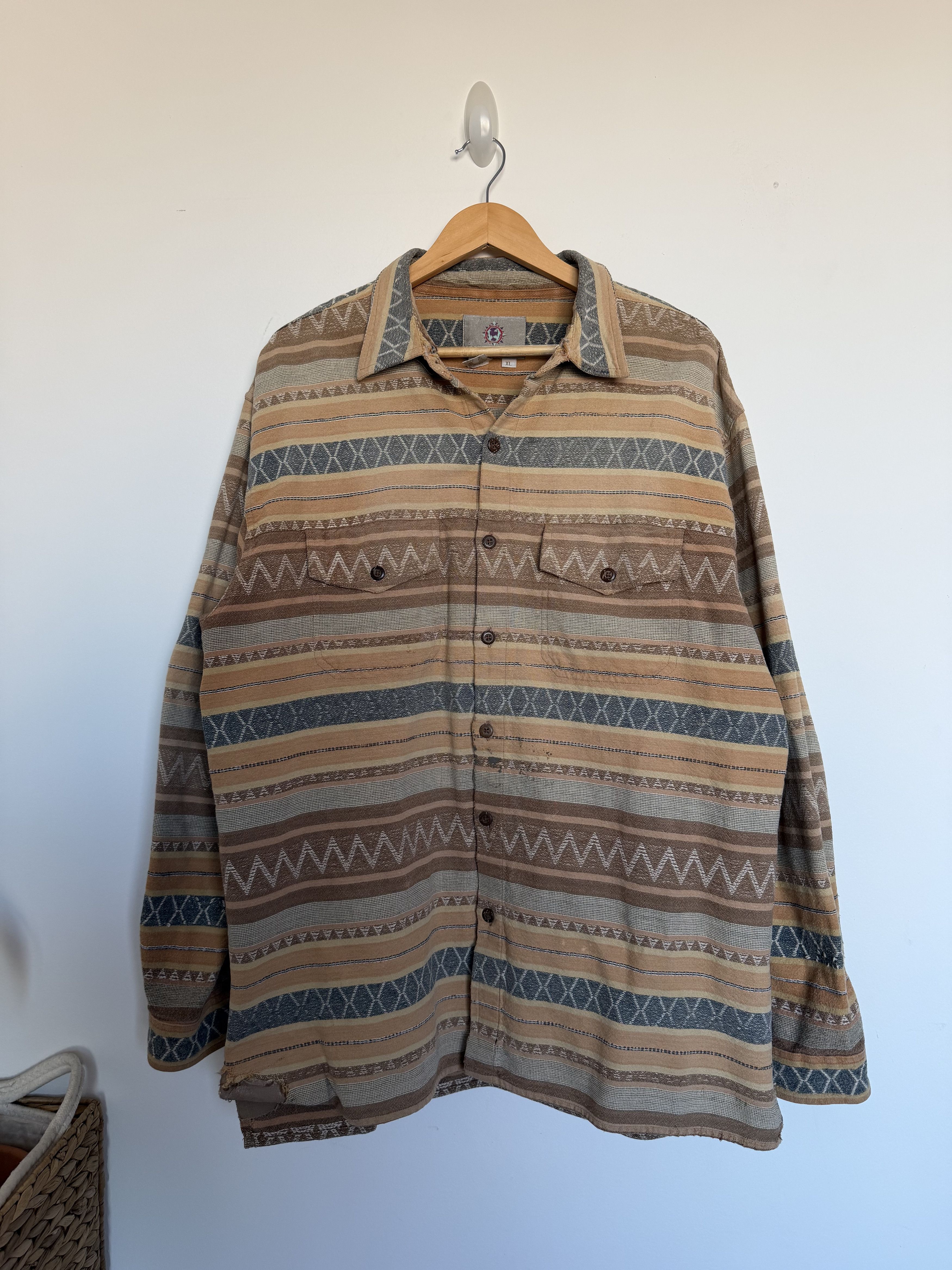 The Territory Ahead Vintage Southwestern Jacquard Shirt Jacket XL Distressed Size US XL / EU 56 / 4 - 3 Thumbnail