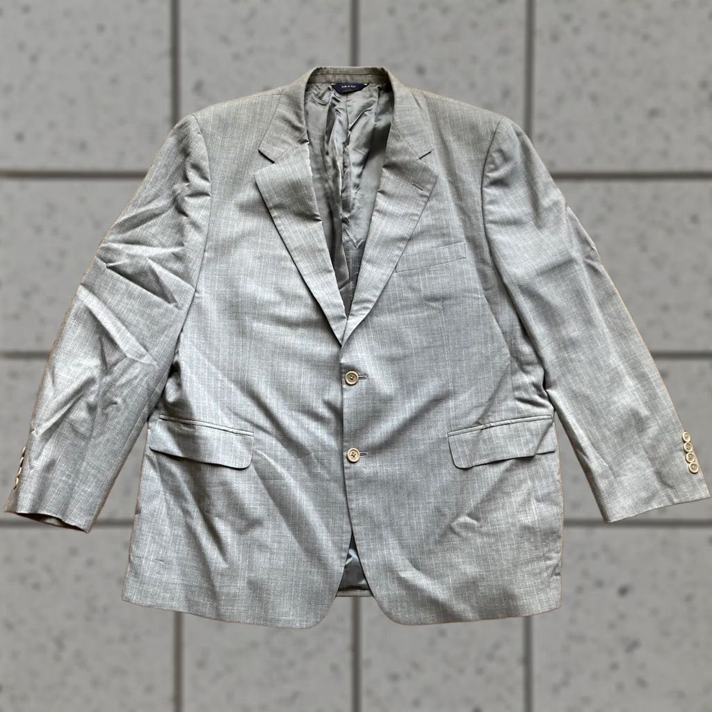 Brooks Brothers Brooks Brothers Blazer Mens Size 46R 100% Wool Gray Striped Jacket Size 46R - 1 Thumbnail