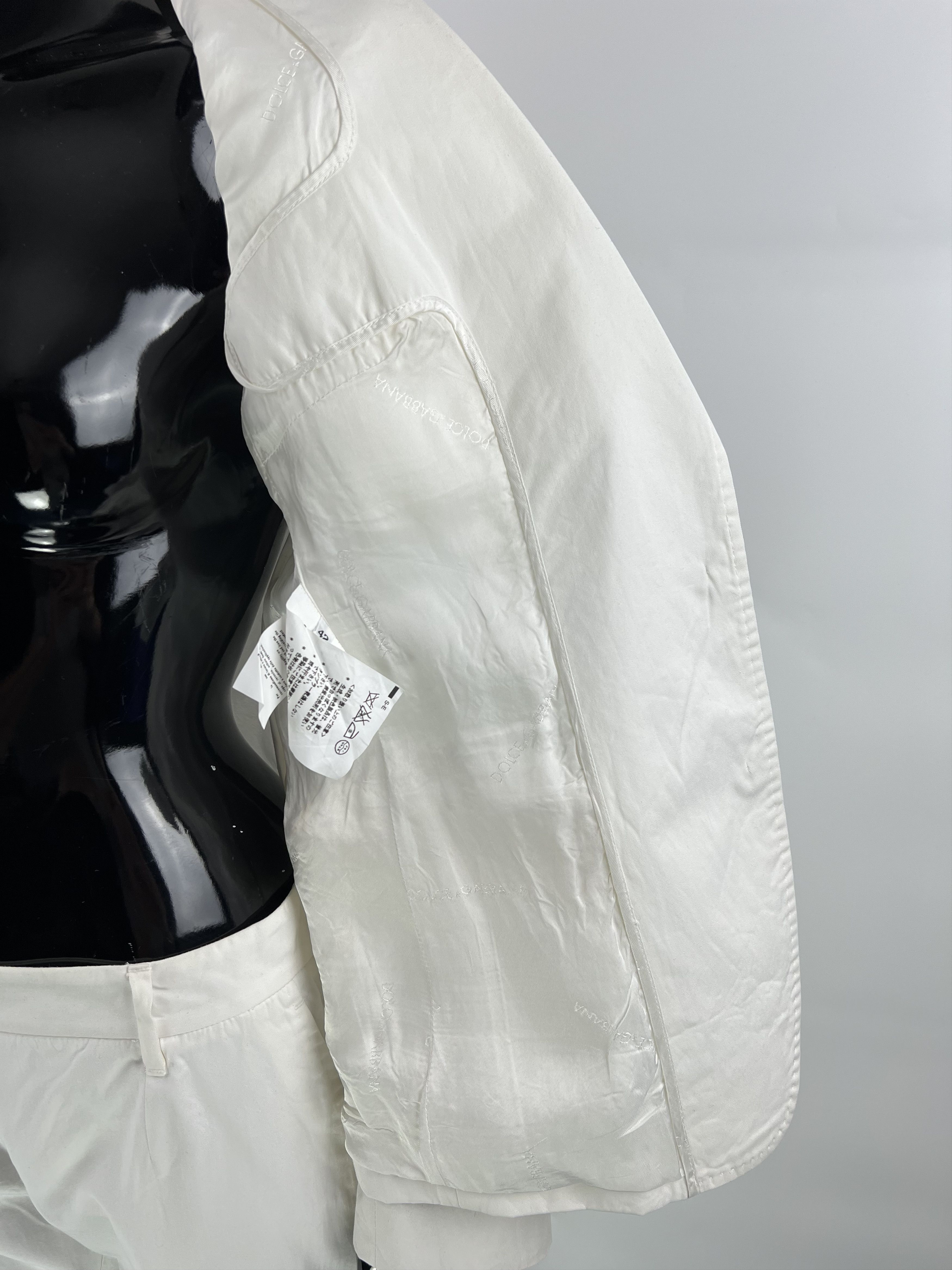 Dolce & Gabbana Dolce Gabbana Women's White Cotton Silk Suit Size IT42 Size M / US 6-8 / IT 42-44 - 10 Thumbnail