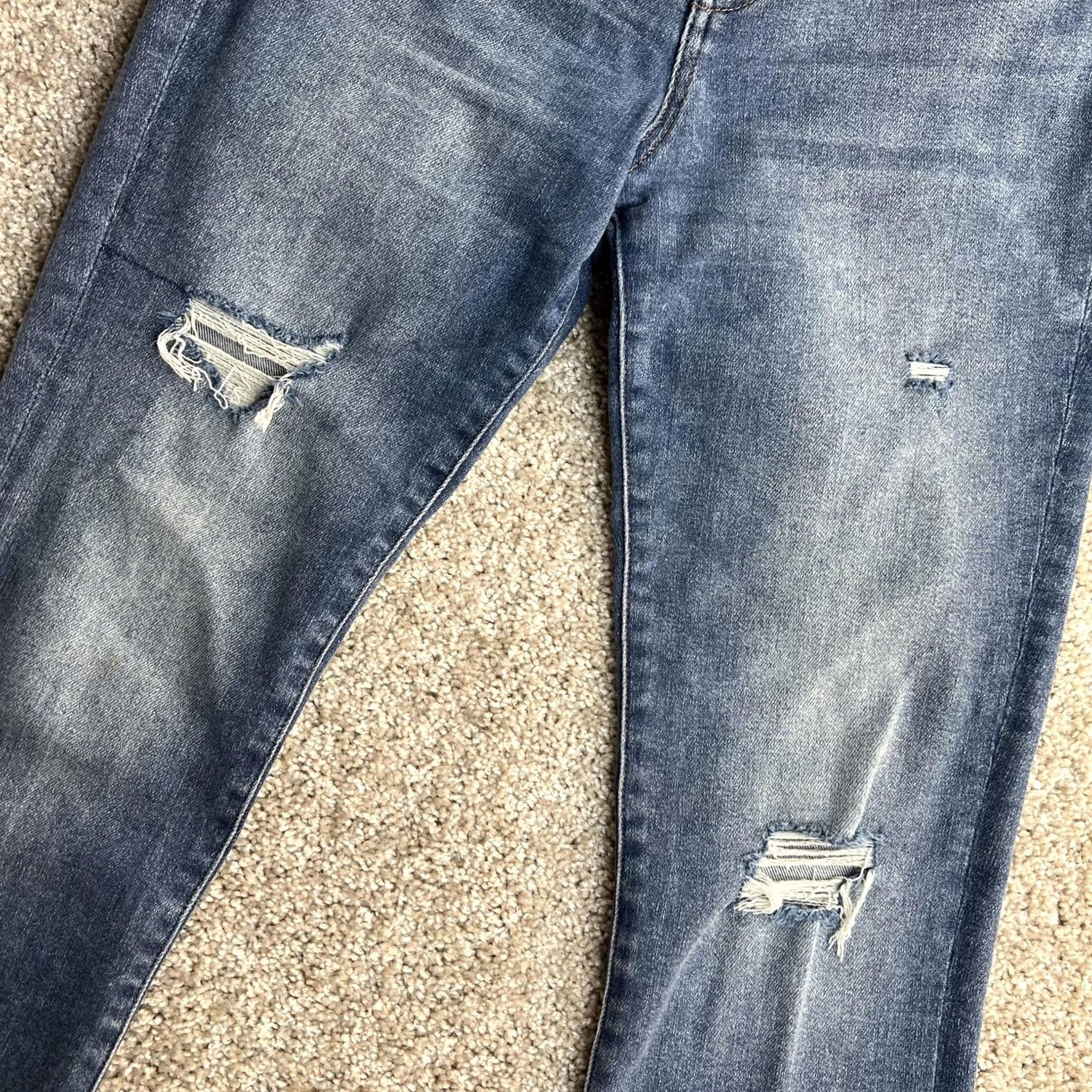 Express Express Skyscraper Bootcut Jeans Womens 6R Medium Wash Mid Rise Distressed Denim Size 28" / US 6 / IT 42 - 4 Thumbnail