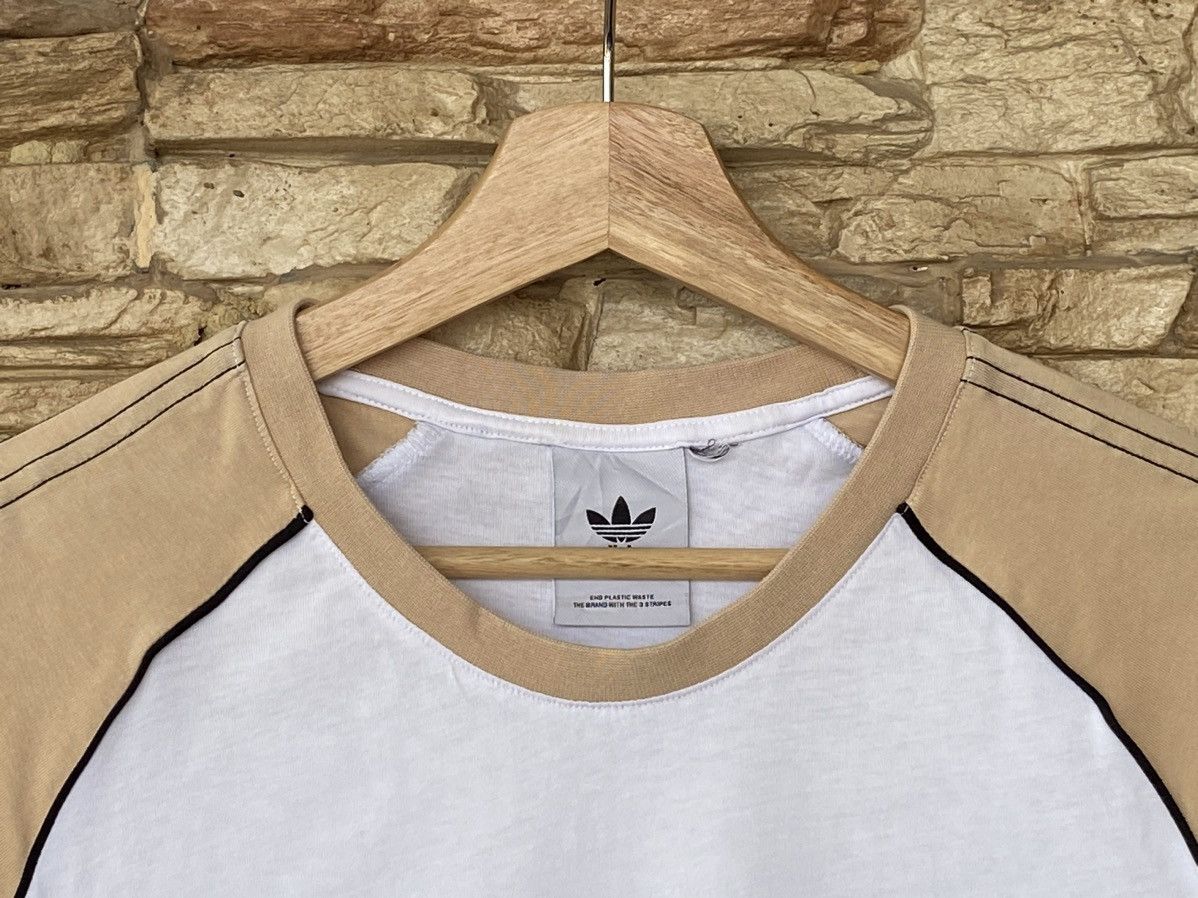 Adidas × Vintage Adidas Originals Logo White & Cream Stripe Tees Size US L / EU 52-54 / 3 - 6 Thumbnail