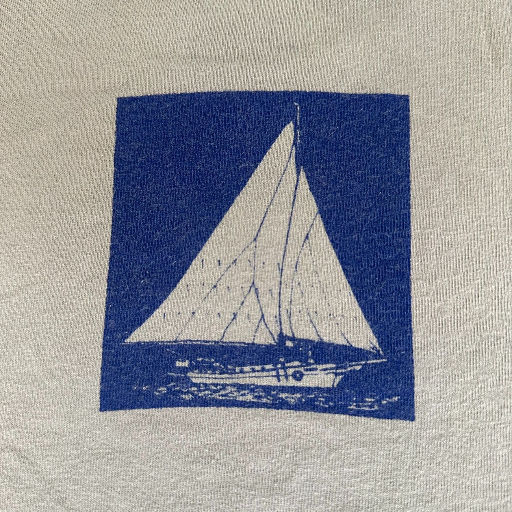Hanes Vintage Y2K Nautical Sailboats T-Shirt Coastal Preppy Beige Size US L / EU 52-54 / 3 - 8 Thumbnail
