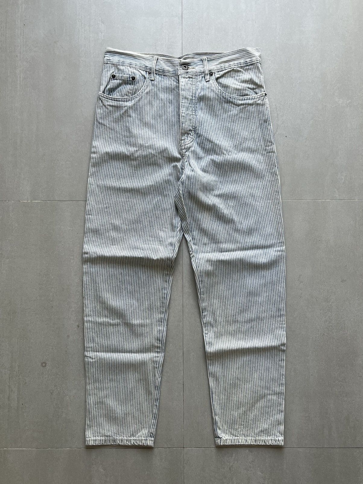 Miu miu hickory stripe distressed jeans