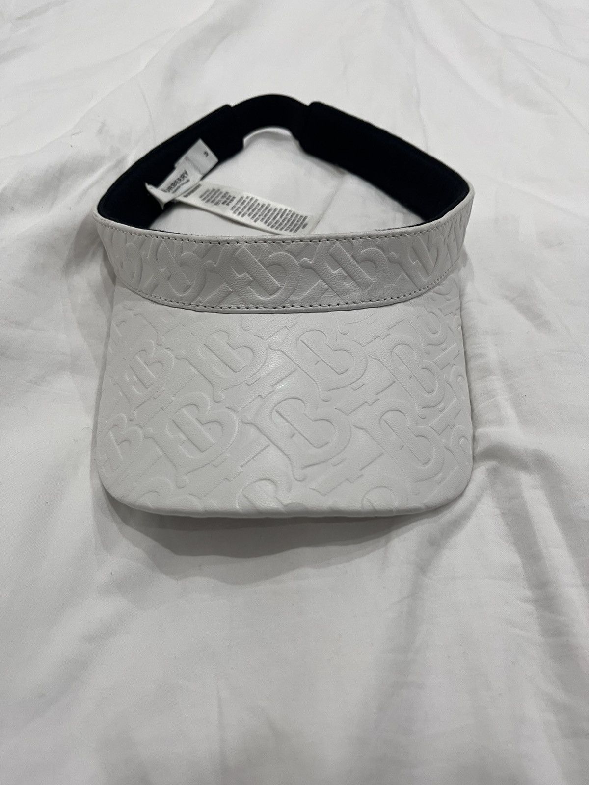 Burberry Burberry Monogram Leather Visor – White Size ONE SIZE - 2 Thumbnail