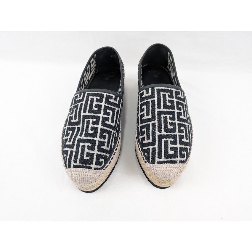 Balmain o1rshd1 Alex Jacquard Espadrilles in Ivory/Black Size US 8 / EU 41 - 14 Thumbnail