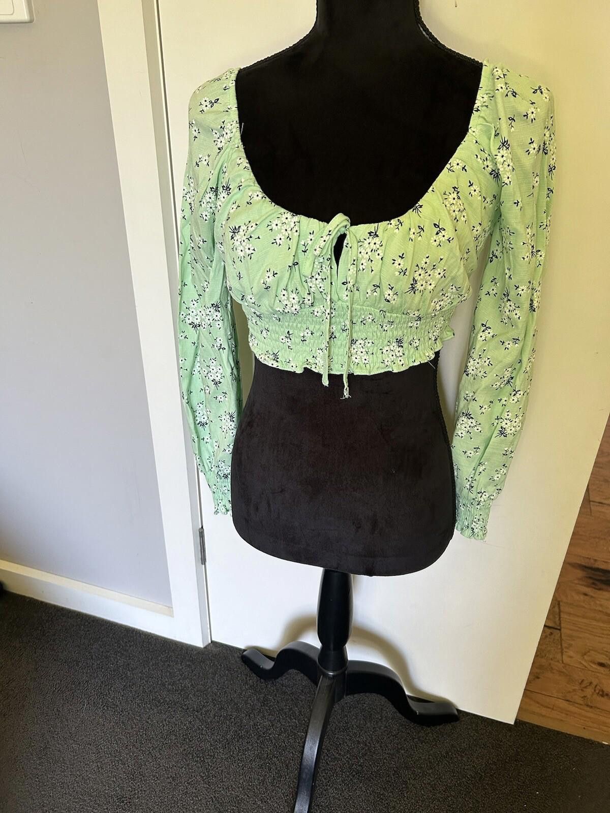 Designer Luck and Trouble Boho Festival top Mint floral - Sz 8 (004) Size S / US 4 / IT 40 - 1 Thumbnail